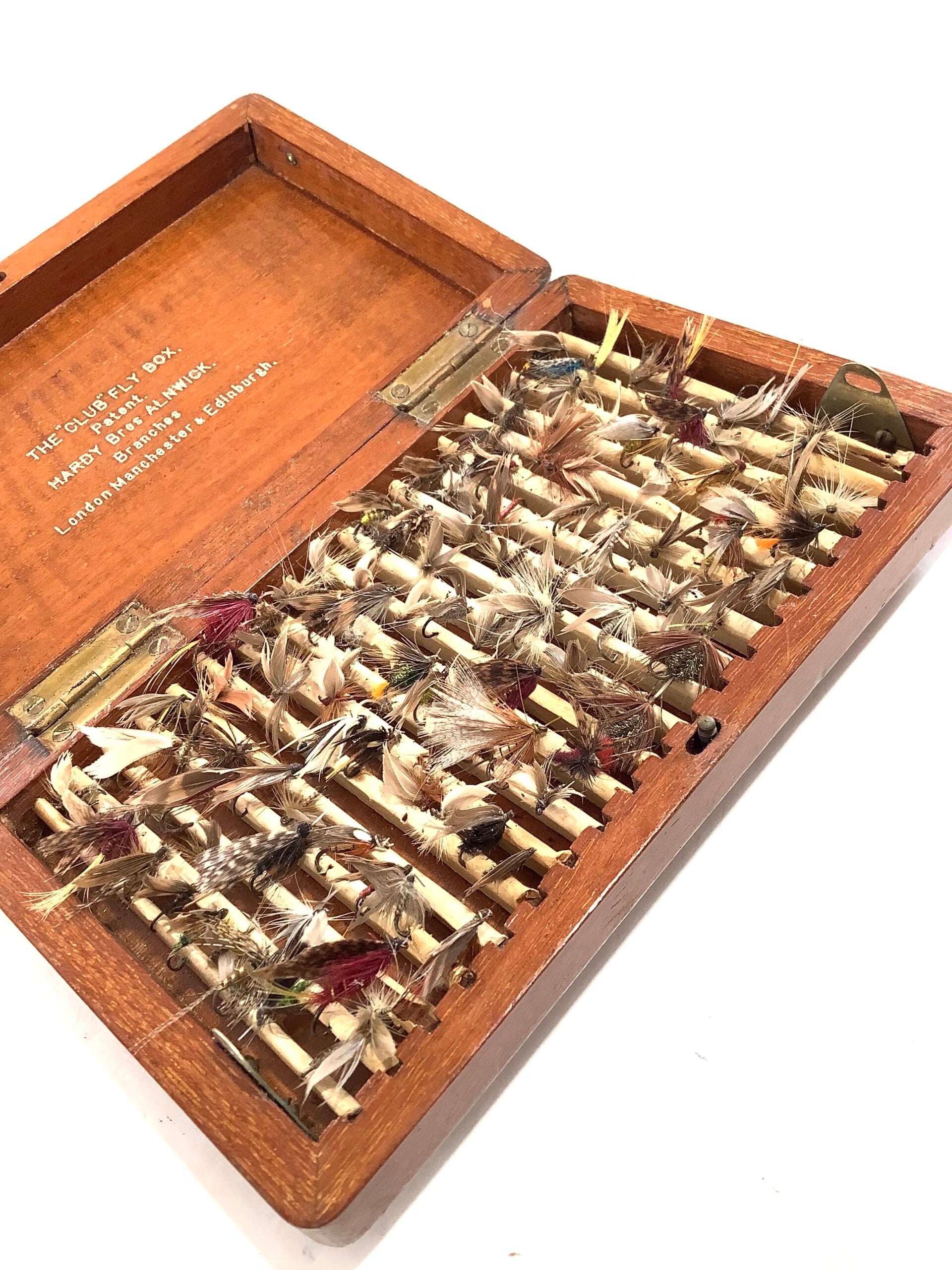 Rare Antique circa 1910 HARDY Bros “ SMALL CLUB “ Satin Mahogany Fly Box