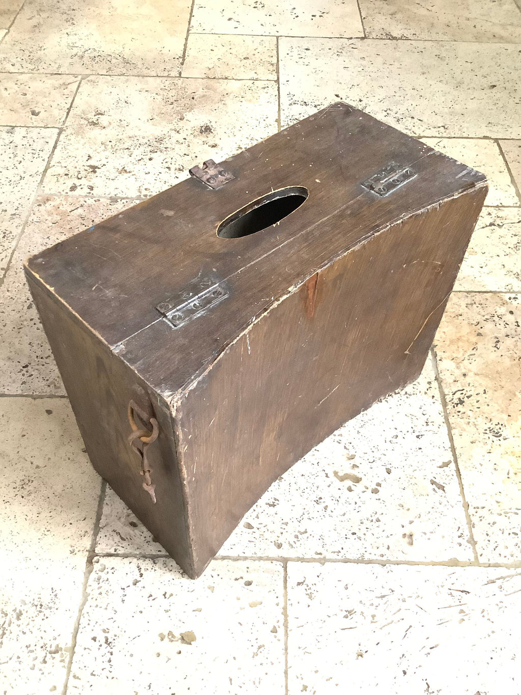 Antique Fisherman’s Wooden Seat Tackle Box