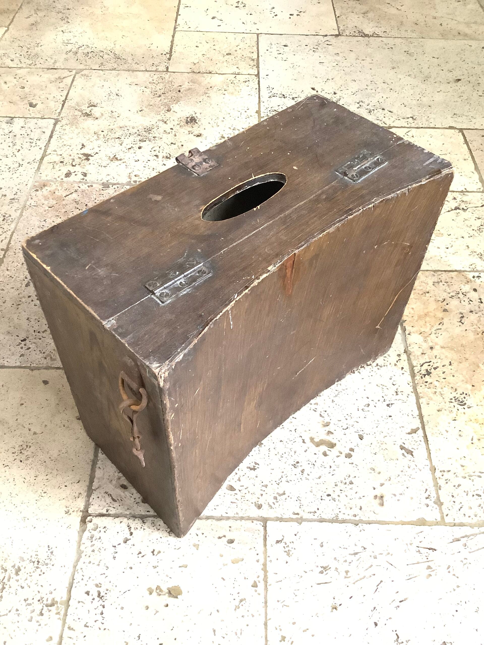 Antique Fisherman’s Wooden Seat Tackle Box