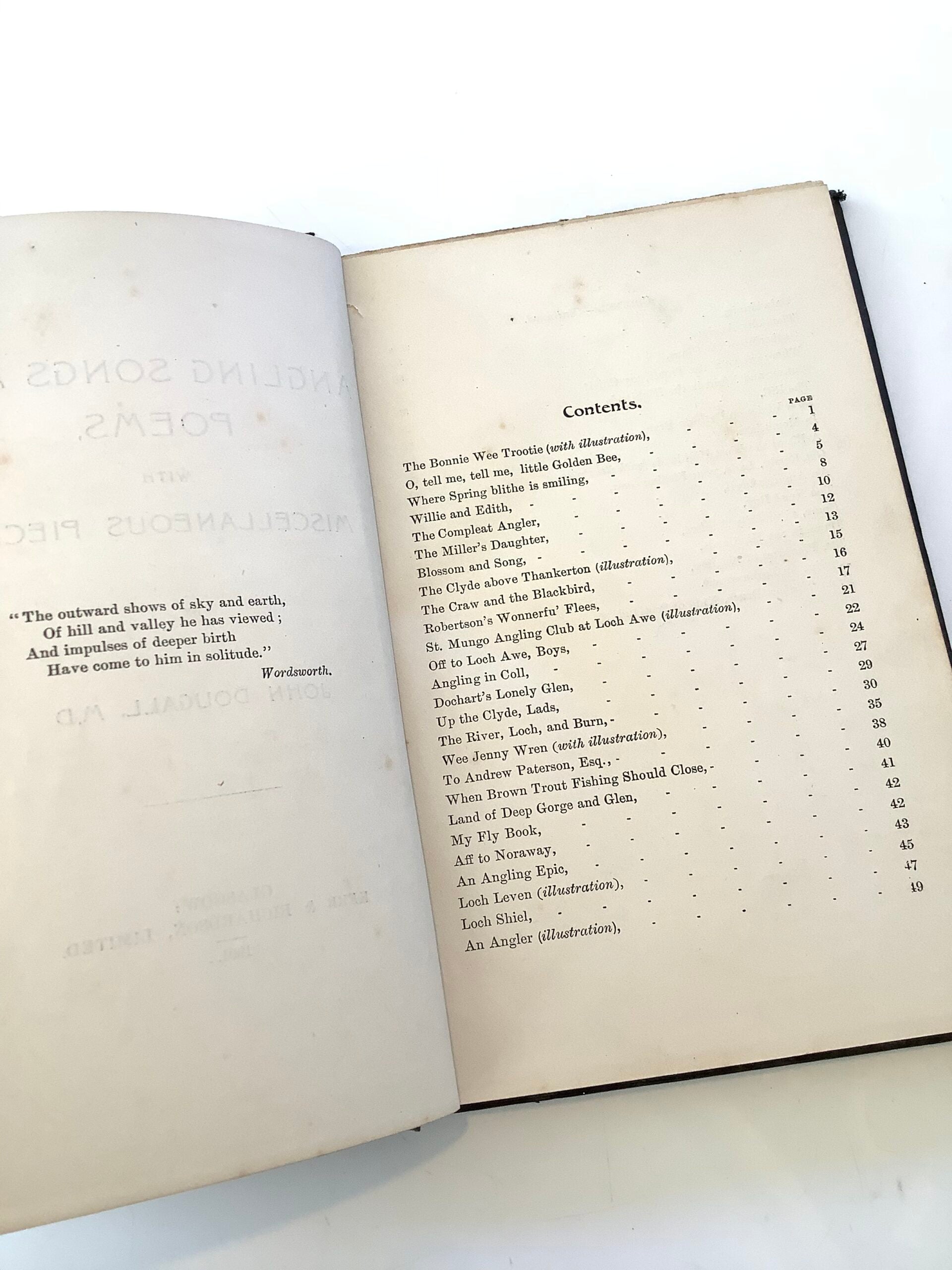 Antique Angling Songs, Poems by John Dougall 1901 1st Edition