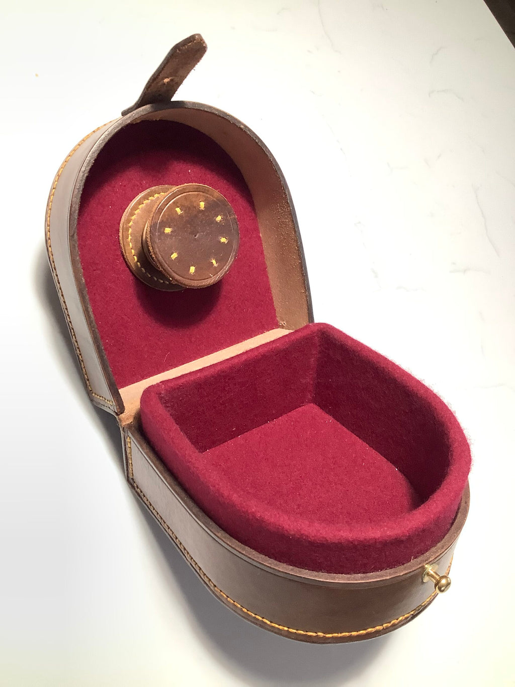 Quality Hand crafted Traditional Leather CLAMSHELL Centrepin Case by Peter Loam