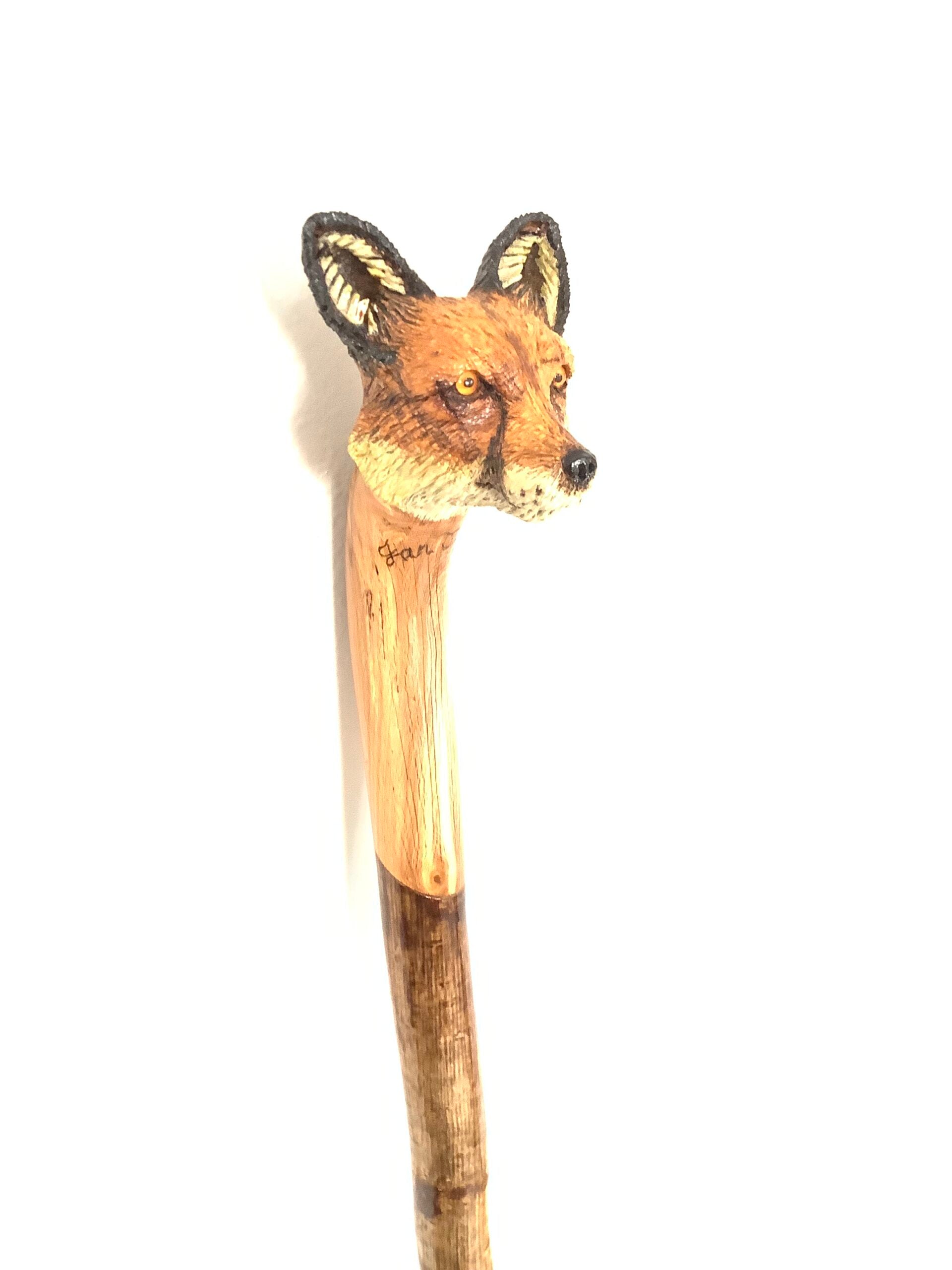 IAN TAYLOR Hand crafted Highest Quality Fox Head Walking Stick.(Signed)