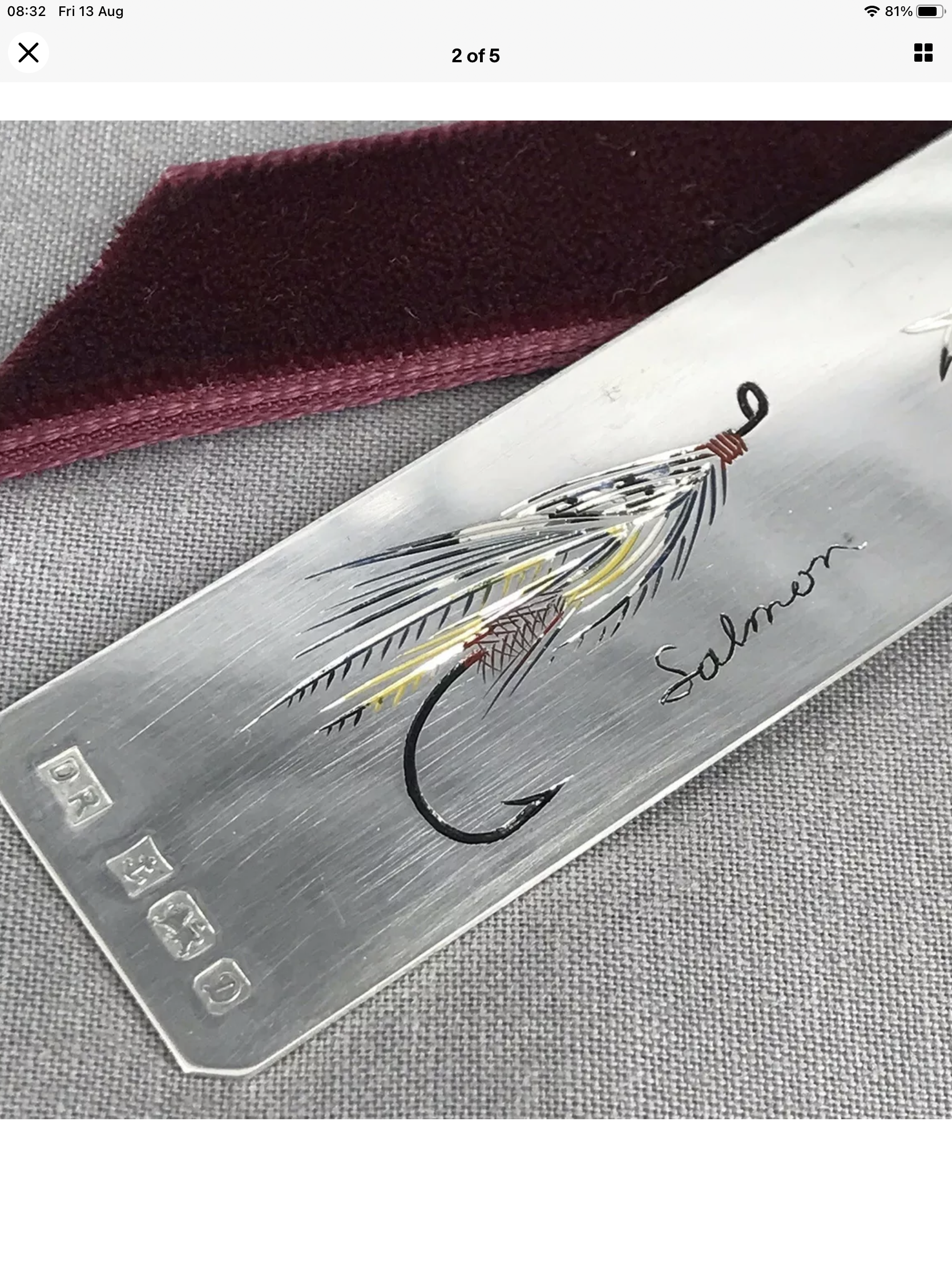 Vintage Silver Salmon Trout Fly Book Mark