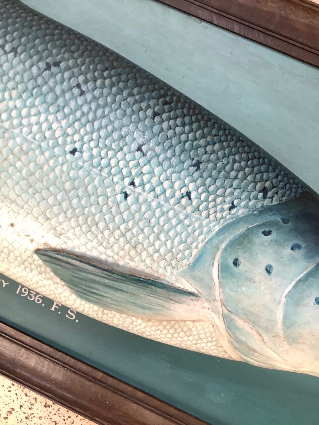 Antique P.D MALLOCH 3/4 Wood Block Carved Beautifully Artistically Painted Atlantic Salmon 1936