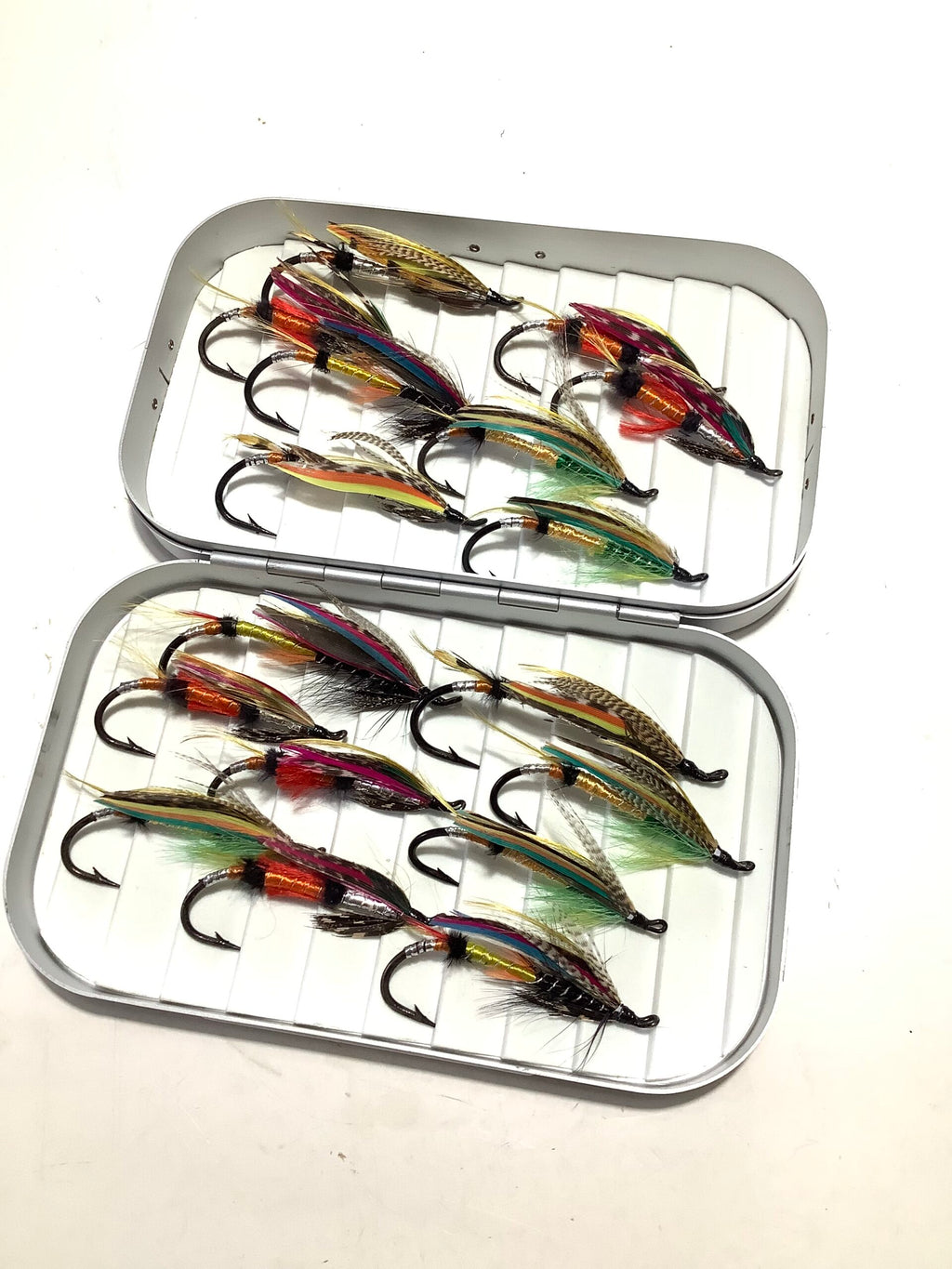 New Salmon Fly Box with large dressed unused Salmon flies