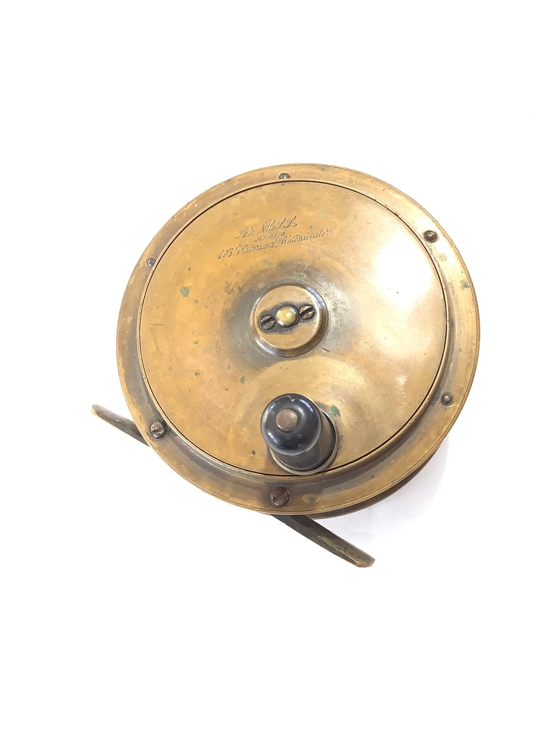 Antique HERCULES BRASS SALMON FLY REEL By LONDON MAKER Army Navy