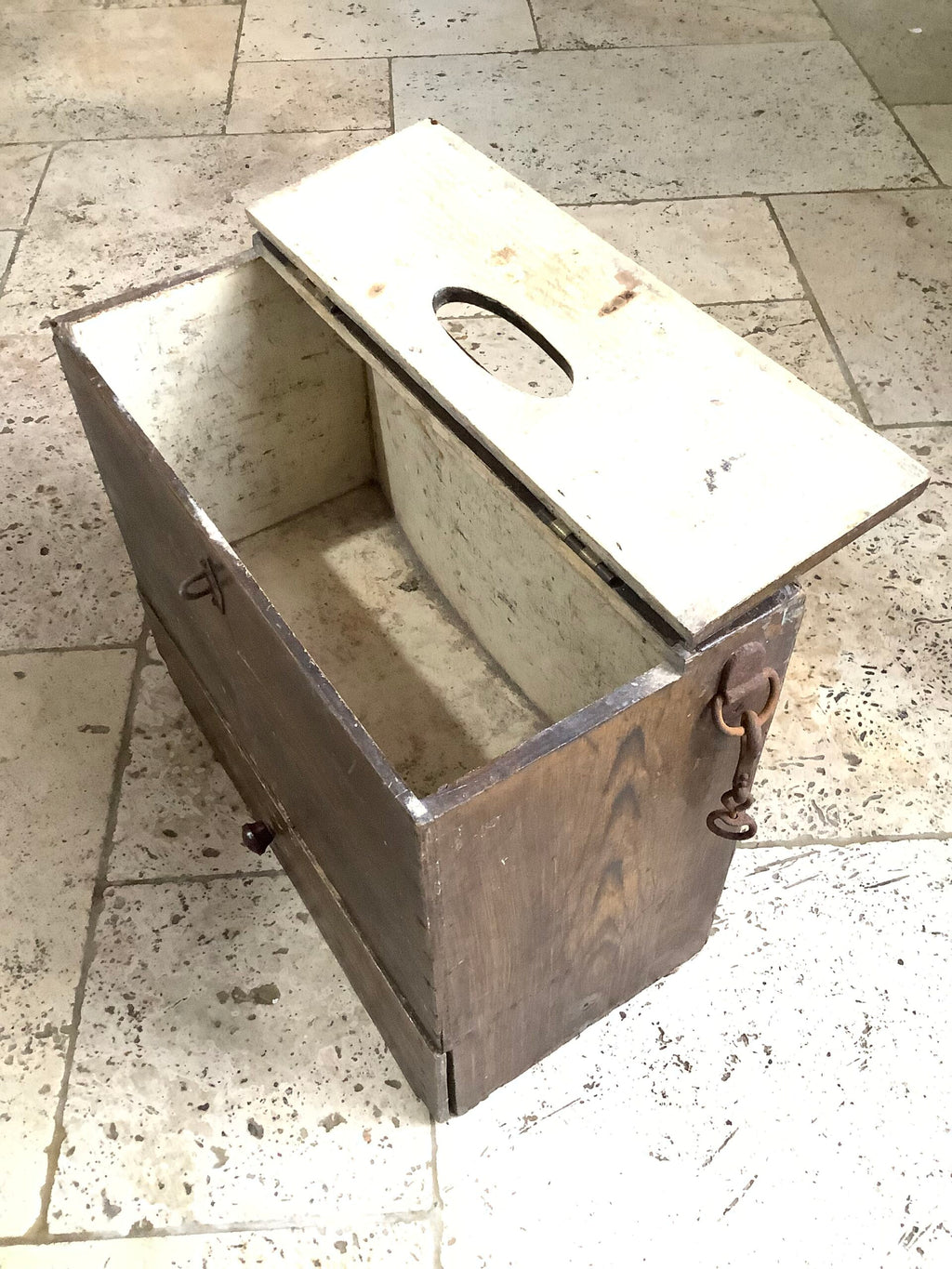 Antique Fisherman’s Wooden Seat Tackle Box