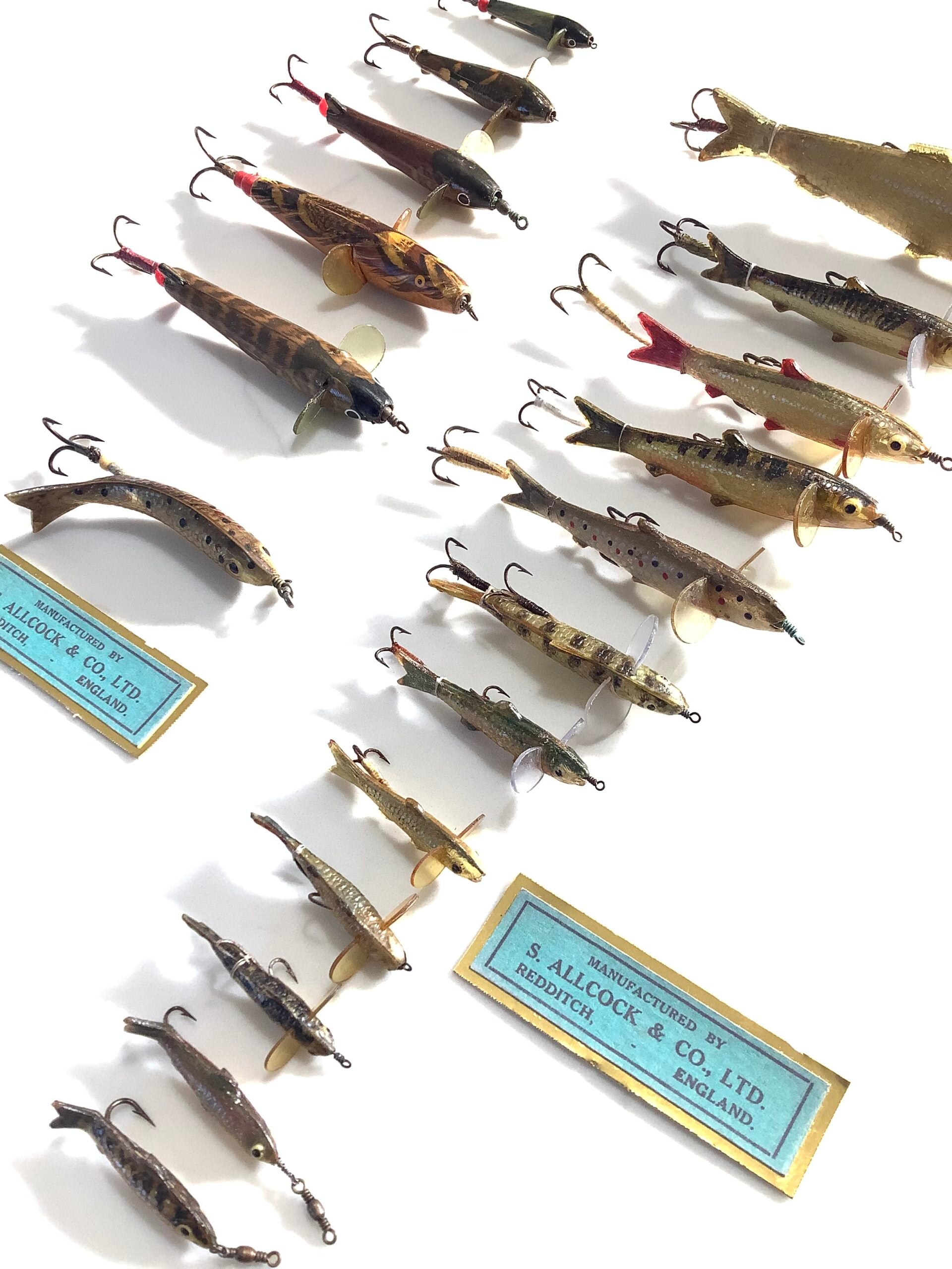 Vintage/Antique collection of Allcock Co Lure Baits, unused set circa 1909