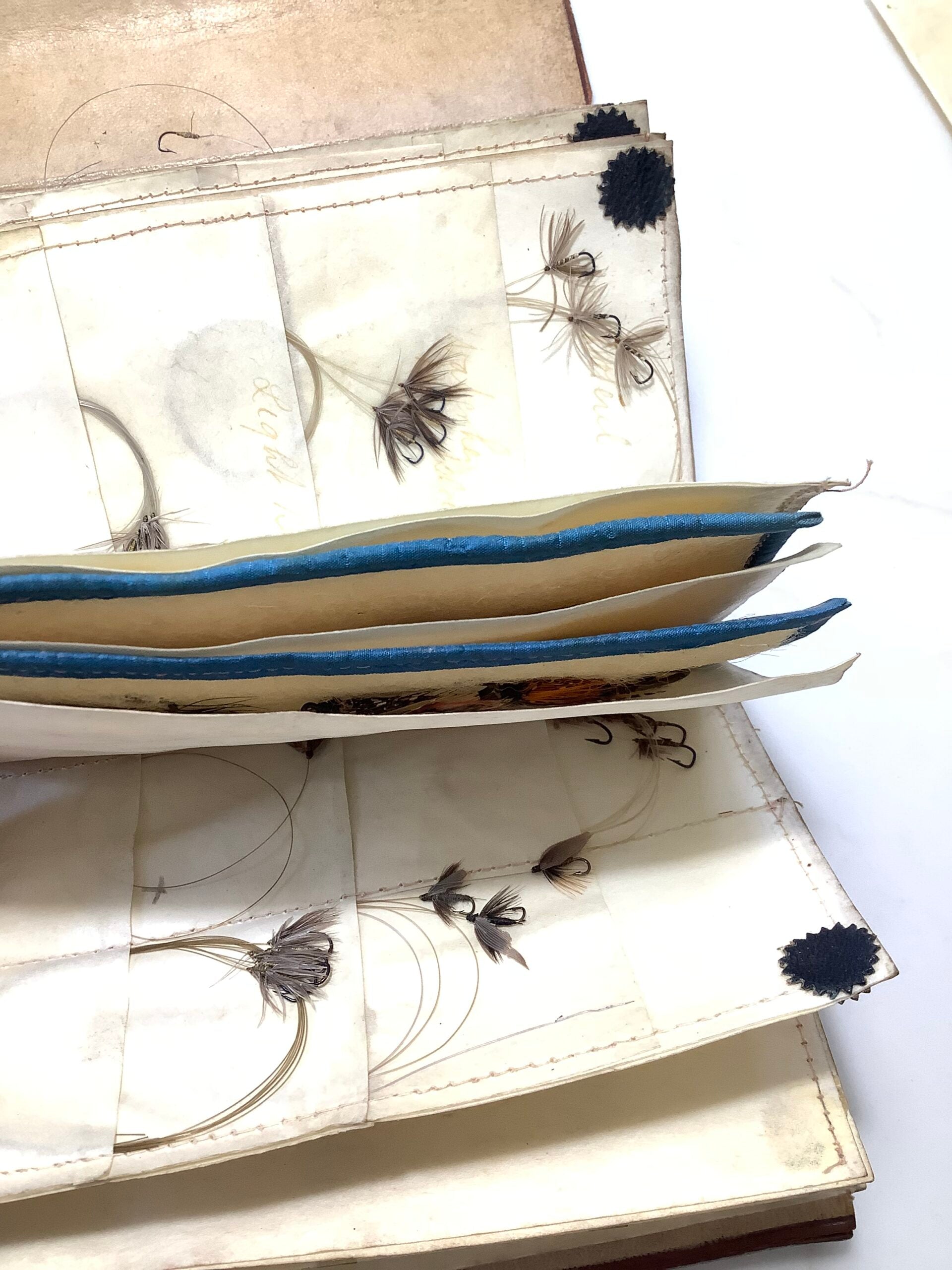 Antique Salmon/Trout Fly Wallet by Rare Maker “ ATKINSON of LANCASTER With Flies