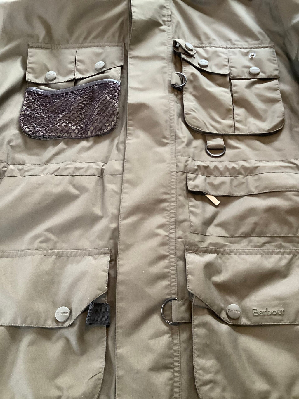 Rare Barbour olive DRYFLY 3/4 full length Coat