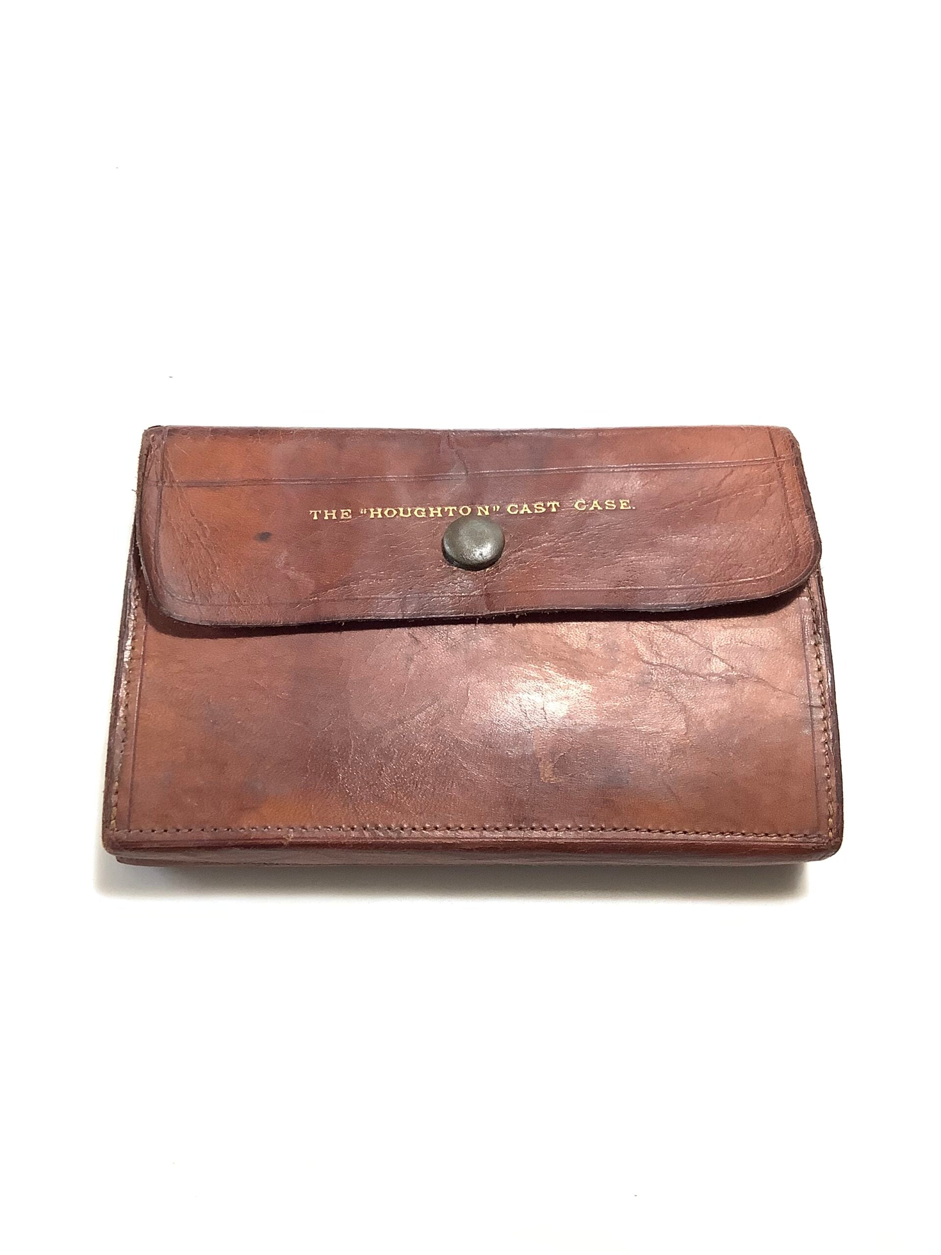Antique HARDY BROS HALFORD cast Wallet with Hardy Bros gut tippets
