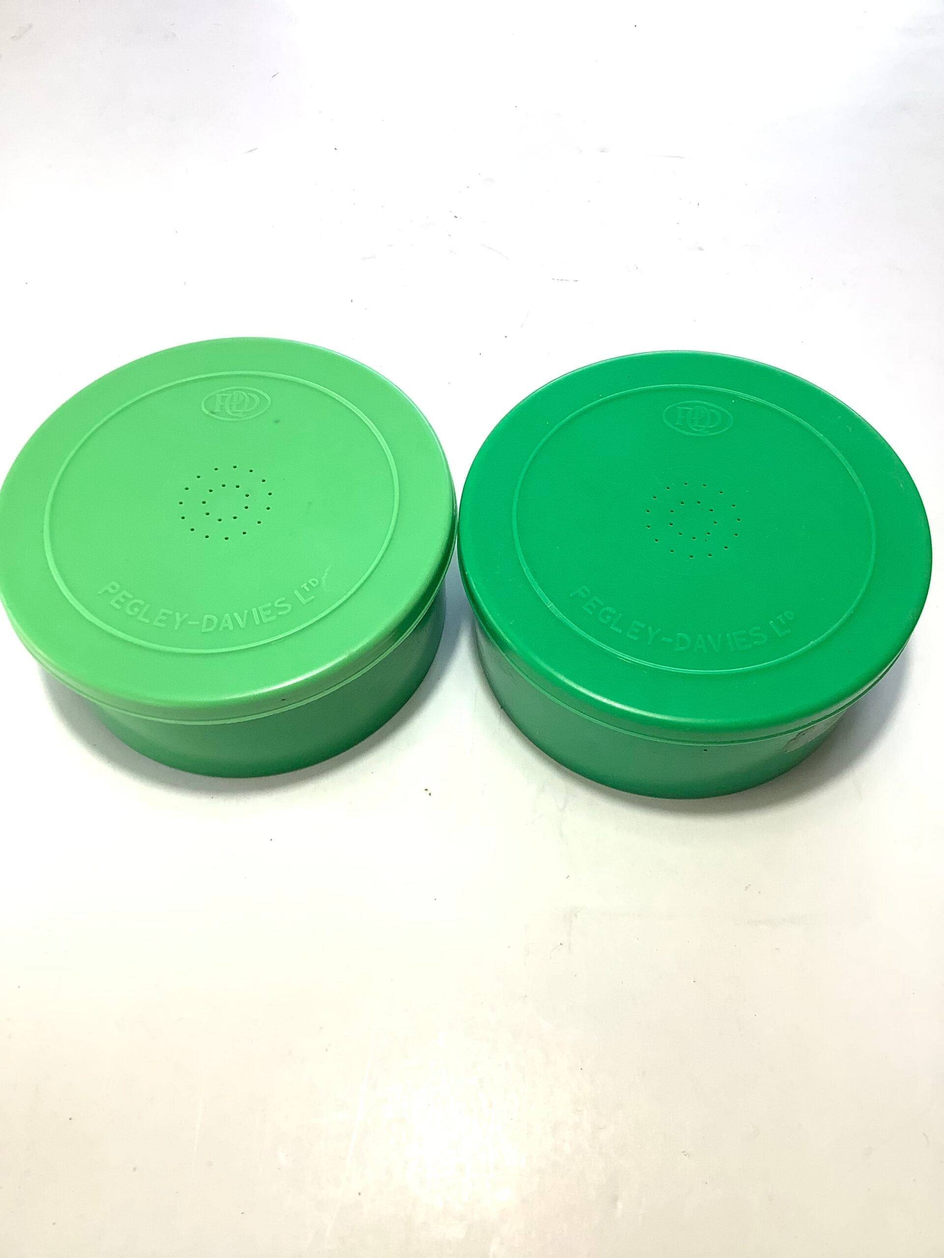 Vintage Pair of PEGLEY DAVIES Bait Boxes