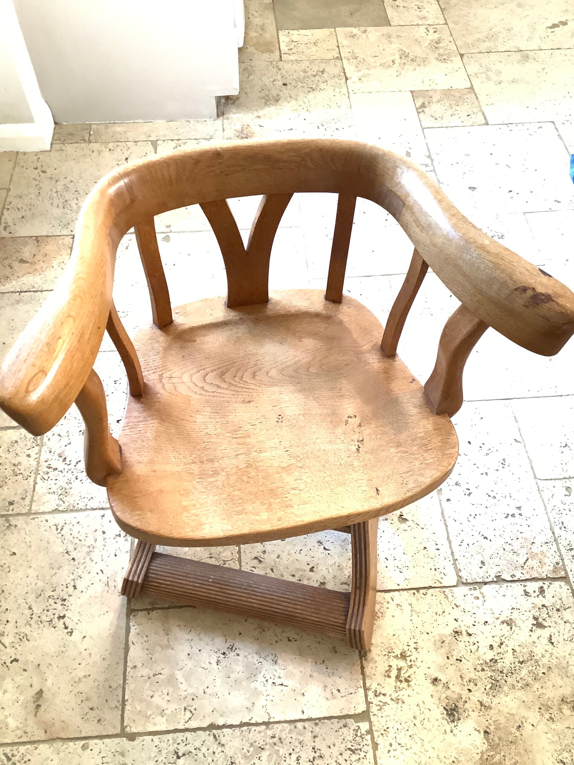 Antique Oak revolving Captains/ Fly tying Chair