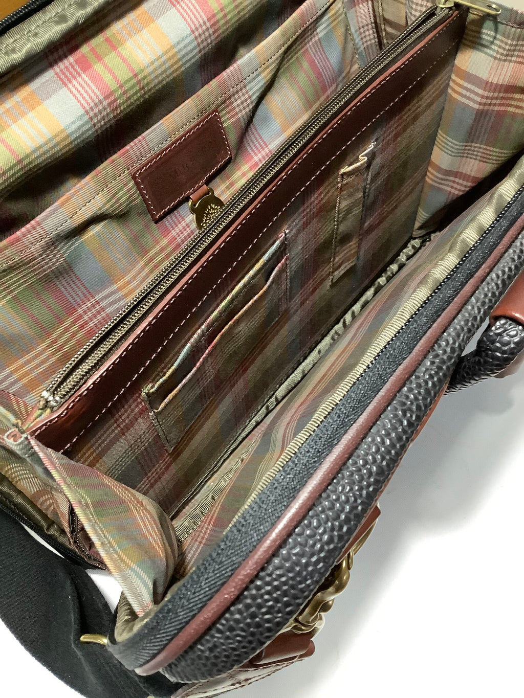 MULBERRY England LEATHER BRIEFCASE SCOTCH GRAIN MESSENGER CARRY ALL BAG