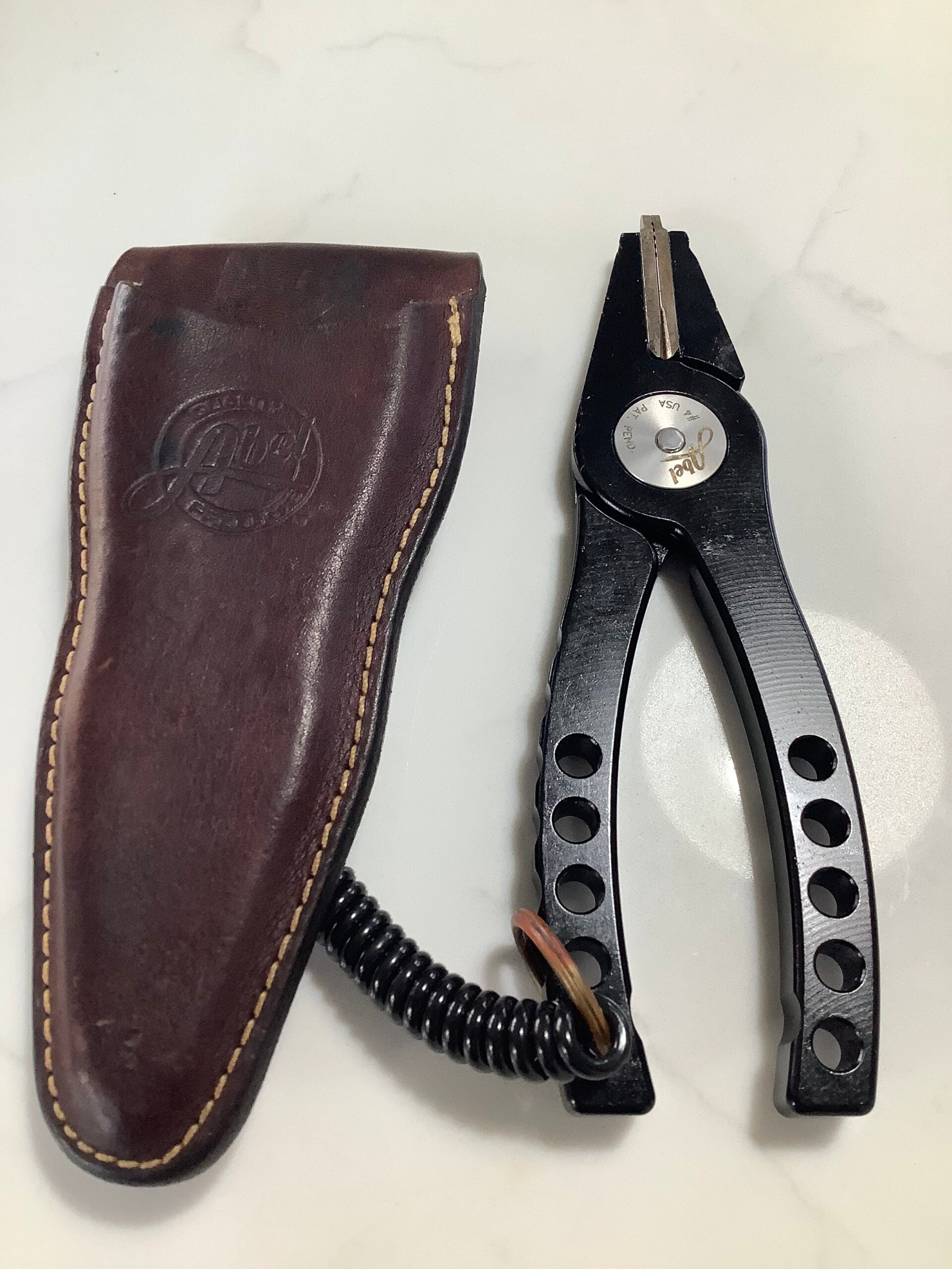ABEL # 4 Fisherman’s Pliers Tool with Leather Case and Coil Lanyard
