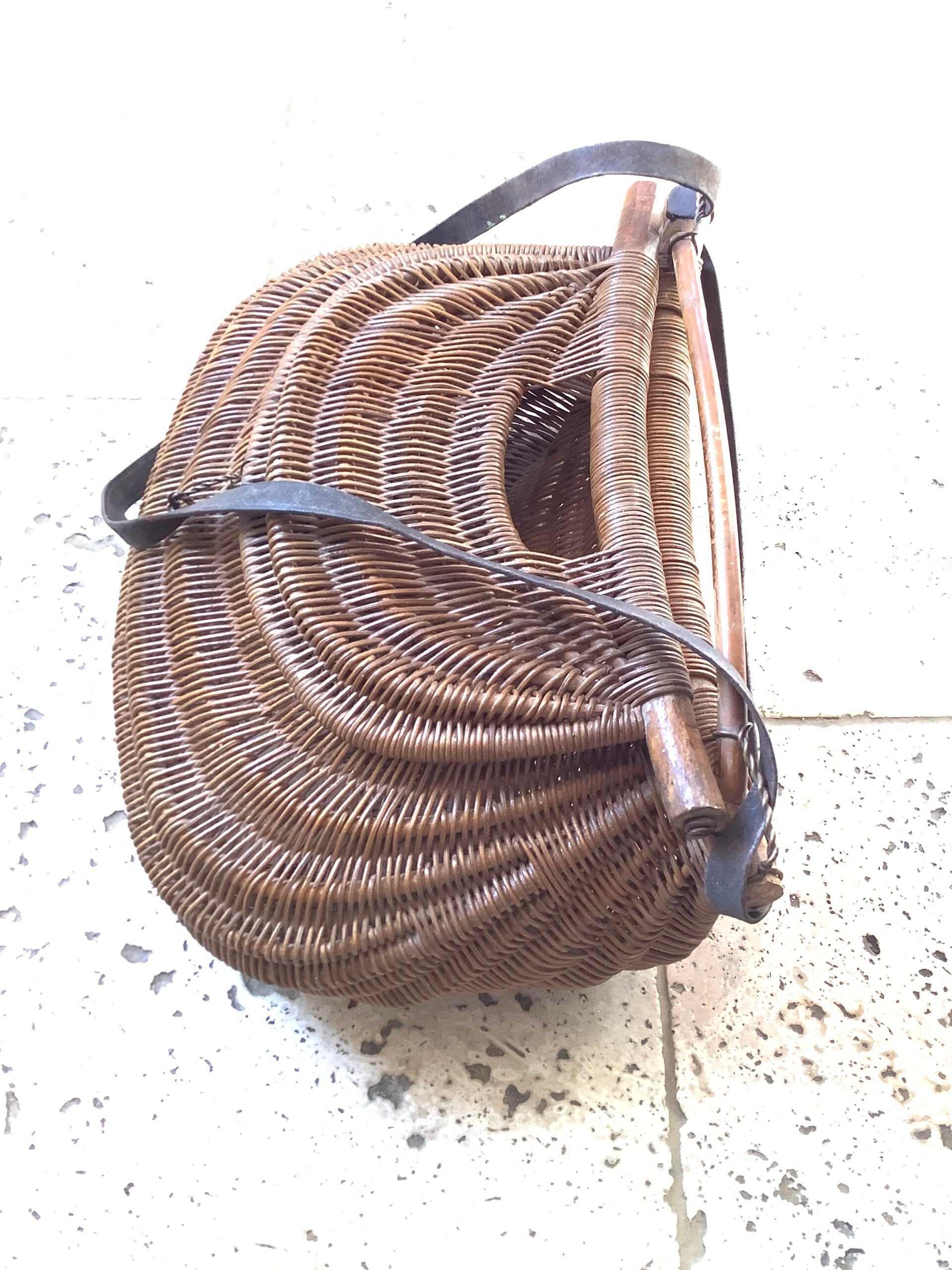 Rare unusual Antique Wicker Fisherman’s Creel
