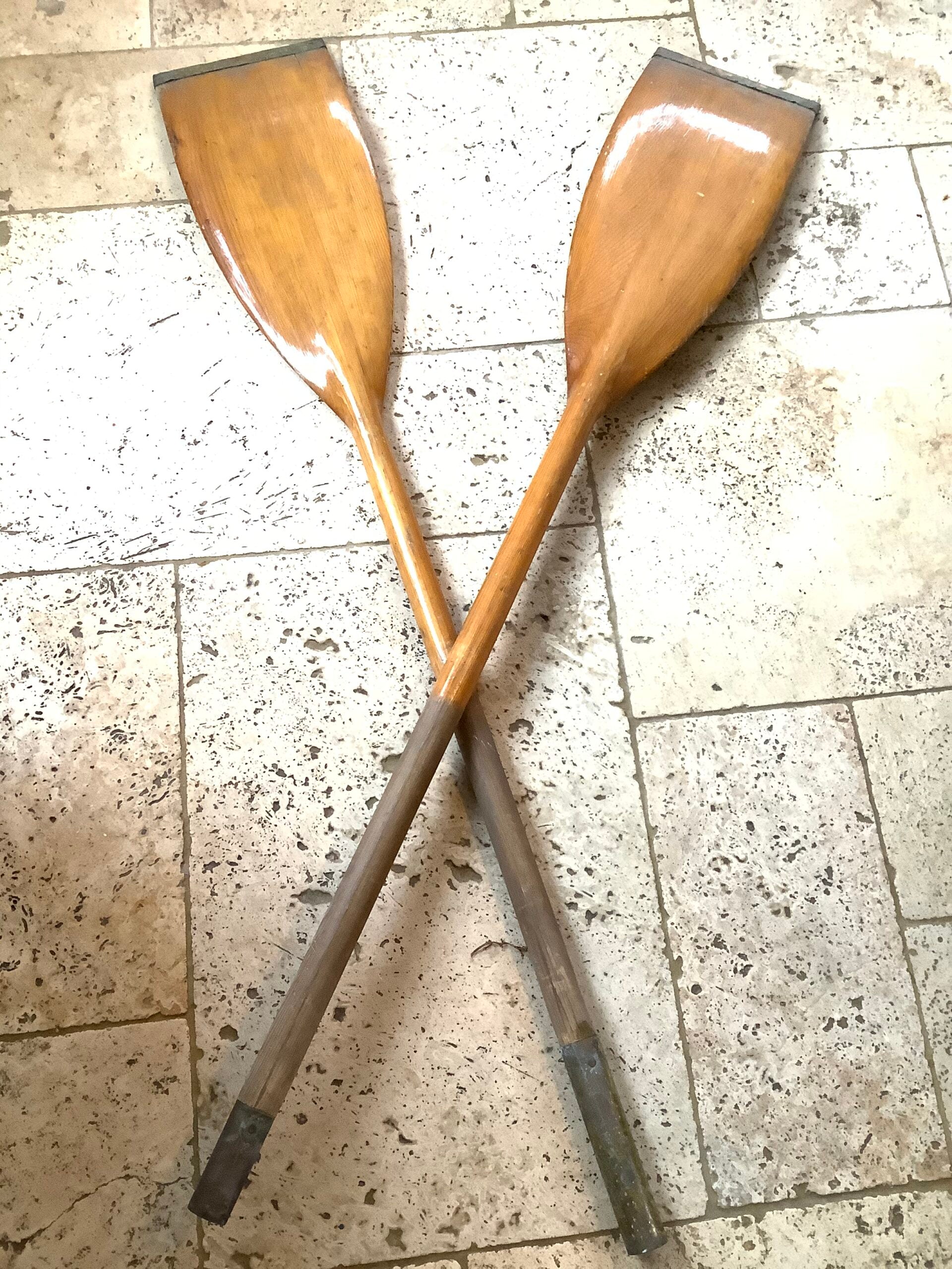 Antique Two piece detachable wooden canoe Paddle