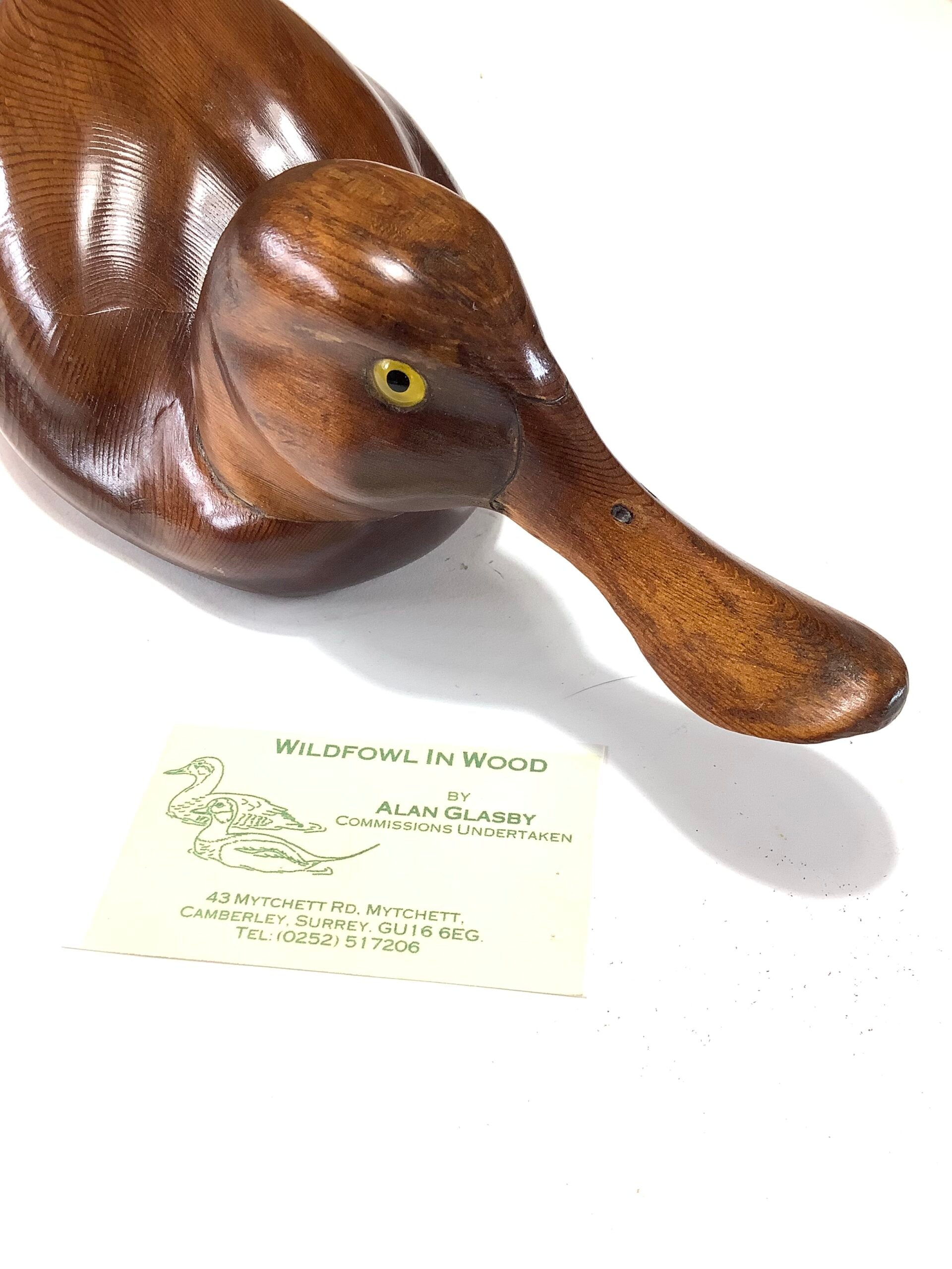 ALAN GLASBY O.B.E Hand Carved Wood “ Shoveller Duck