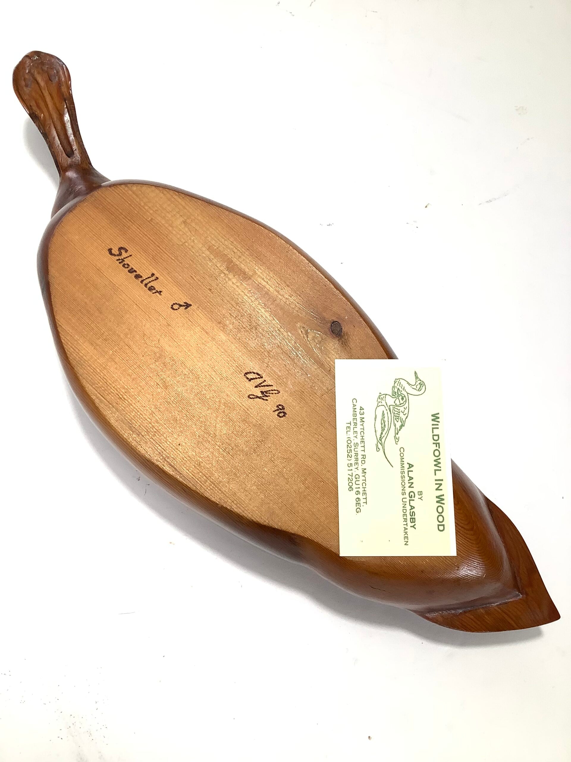 ALAN GLASBY O.B.E Hand Carved Wood “ Shoveller Duck