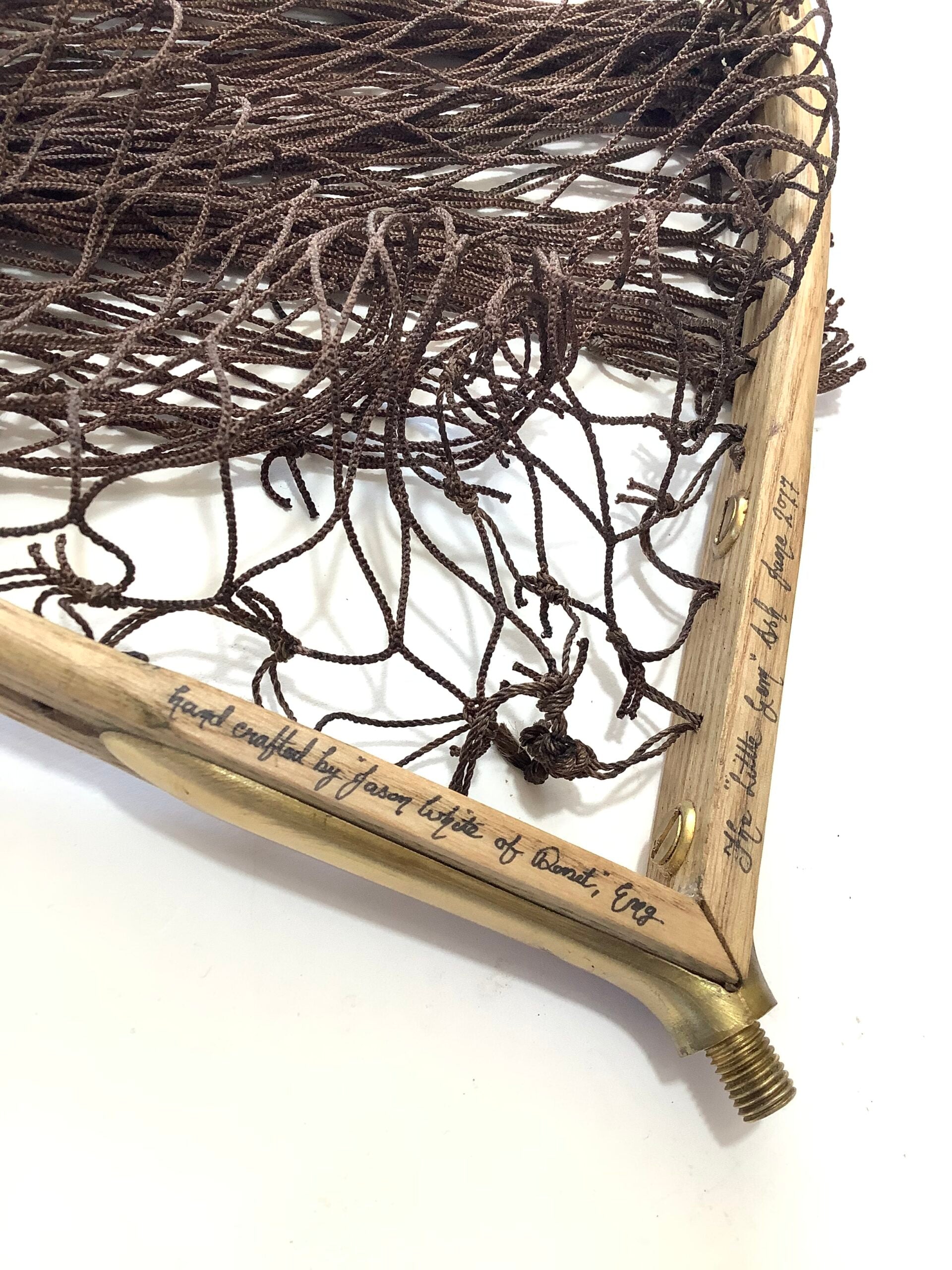 DE-LUXE Handbuilt 2017 Ash Framed Tear Drop Landing Net by GOLDEN SCALE CLUB With whole flamed Tonkin Pole Handle