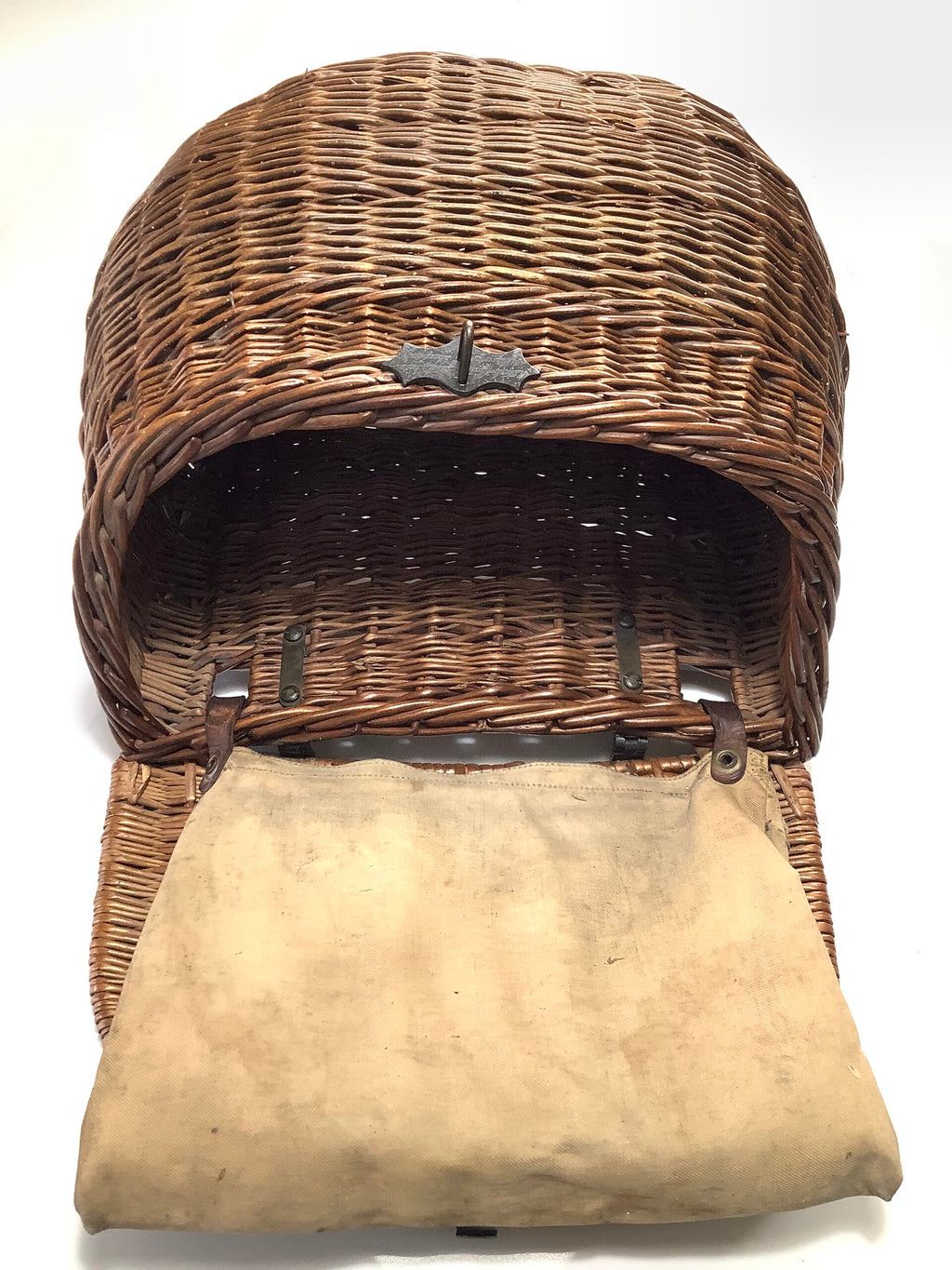 Antique FARLOWS of Pall Mall Fishermans Creel with very rare original internal hold-all