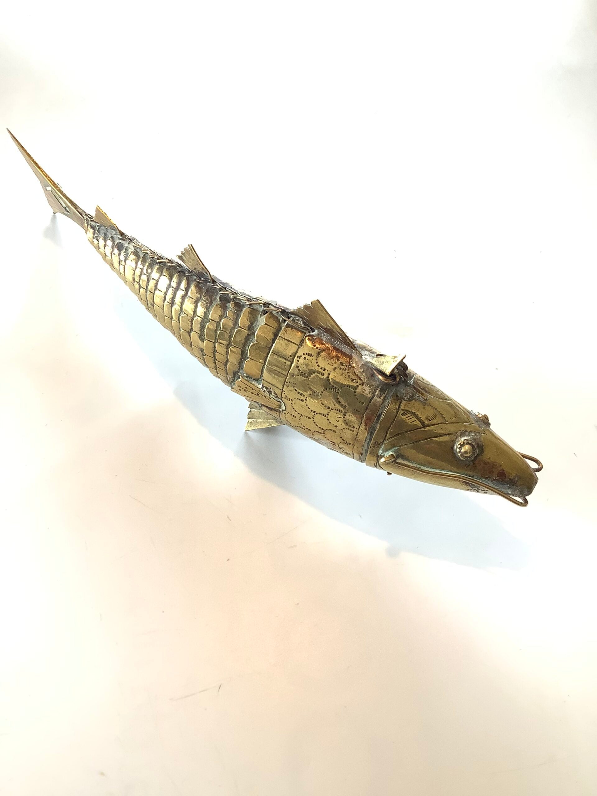 Antique Large Size Articulated Fish Spice Holder.