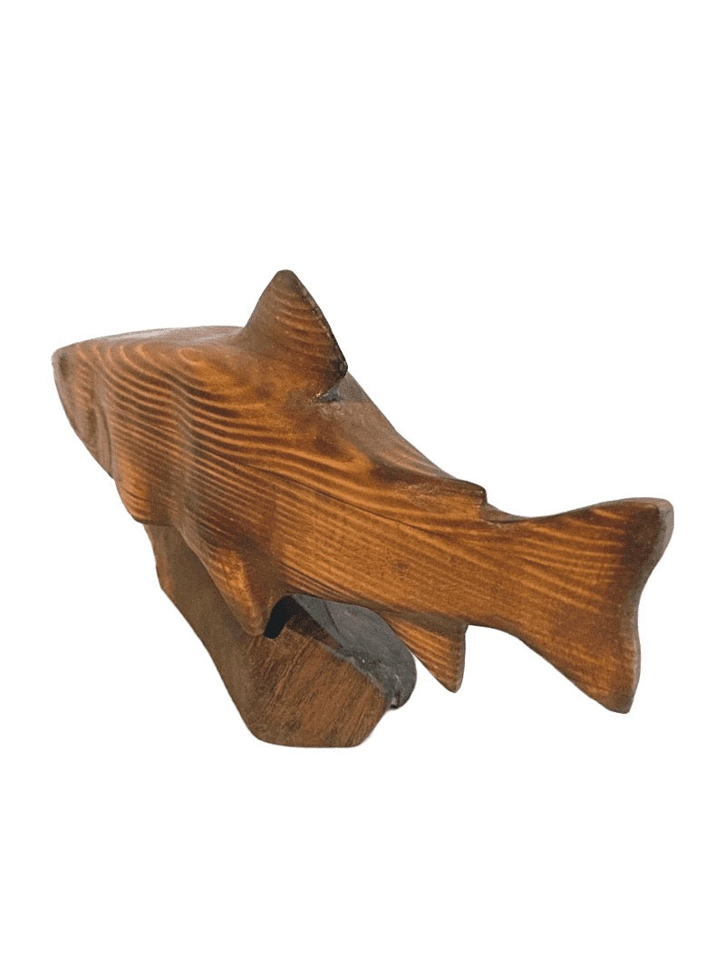 Alan Glasby hand carved wooden Trout Sculpture