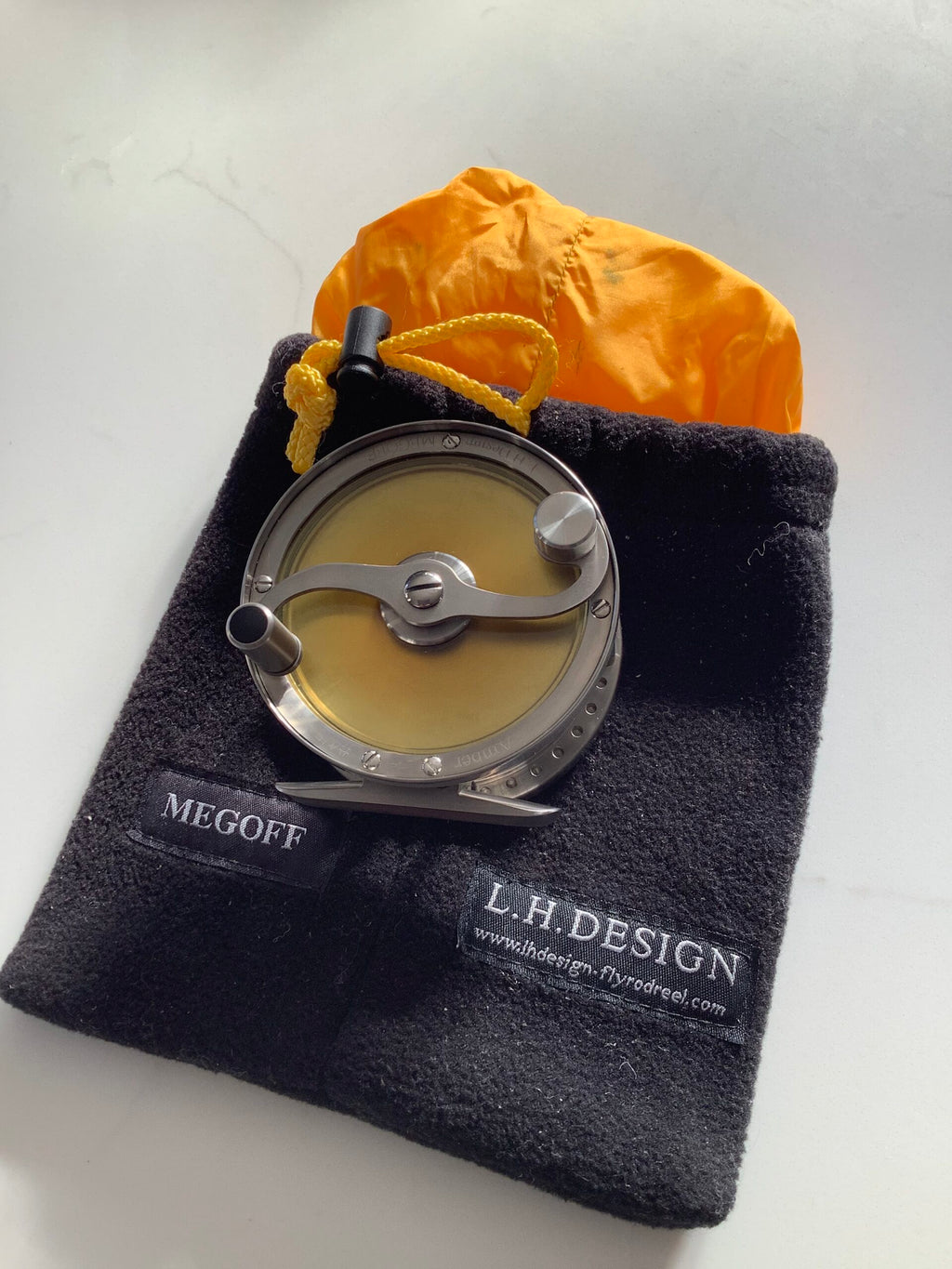 Scarce L.H.DESIGN Titanium Five Pillar AMBER TROUT Fly Reel