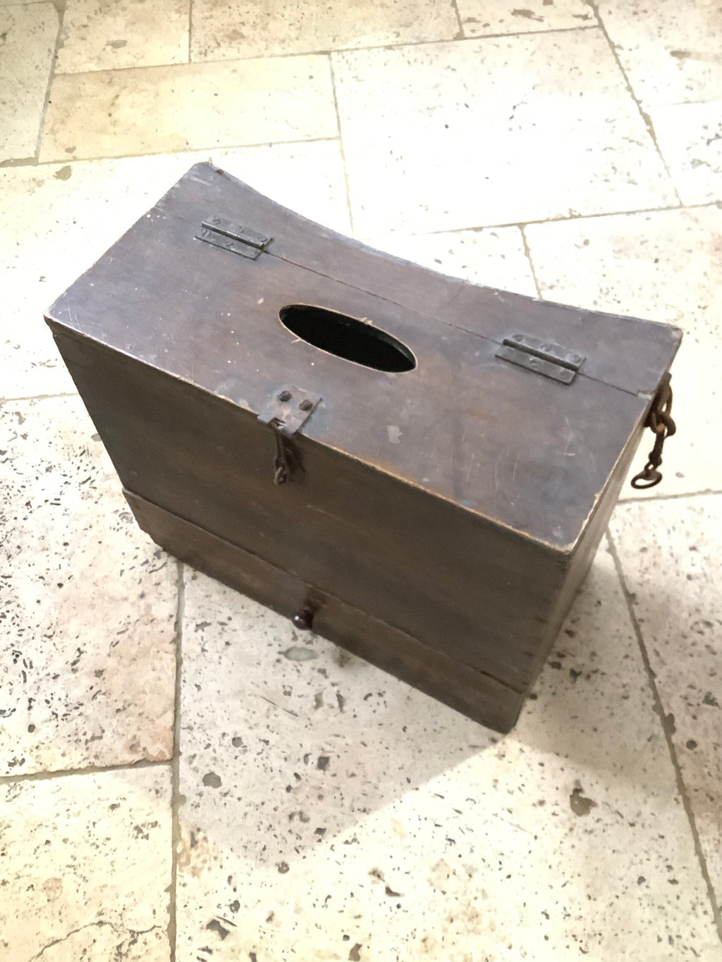 Antique Fisherman’s Wooden Seat Tackle Box