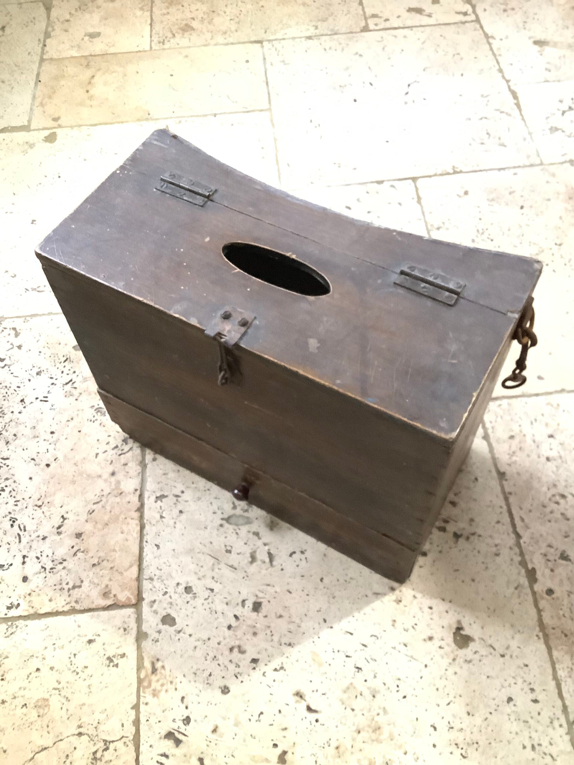 Antique Fisherman’s Wooden Seat Tackle Box