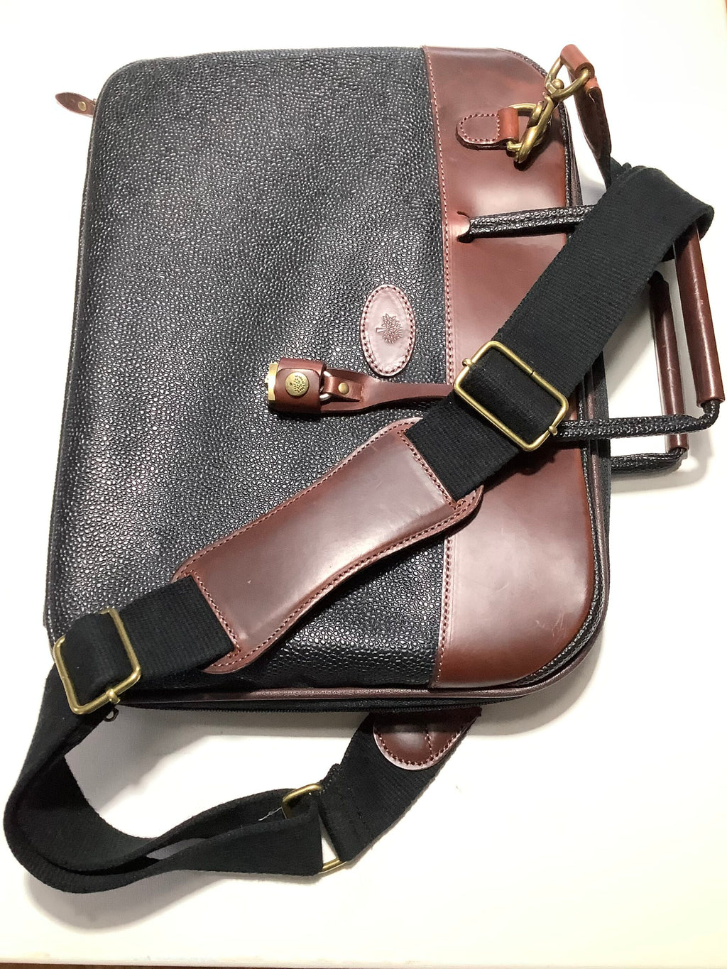 MULBERRY England LEATHER BRIEFCASE SCOTCH GRAIN MESSENGER CARRY ALL BAG