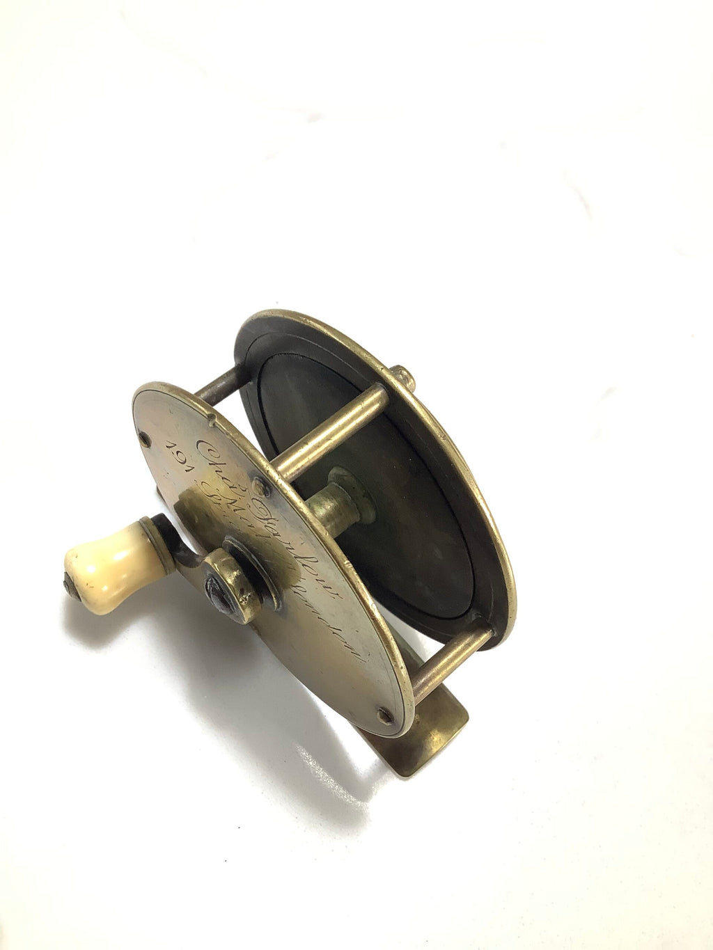Antique CHAS FARLOW OF THE STRAND LONDON Rare Smallest 23/8” Narrow drum Brass winch