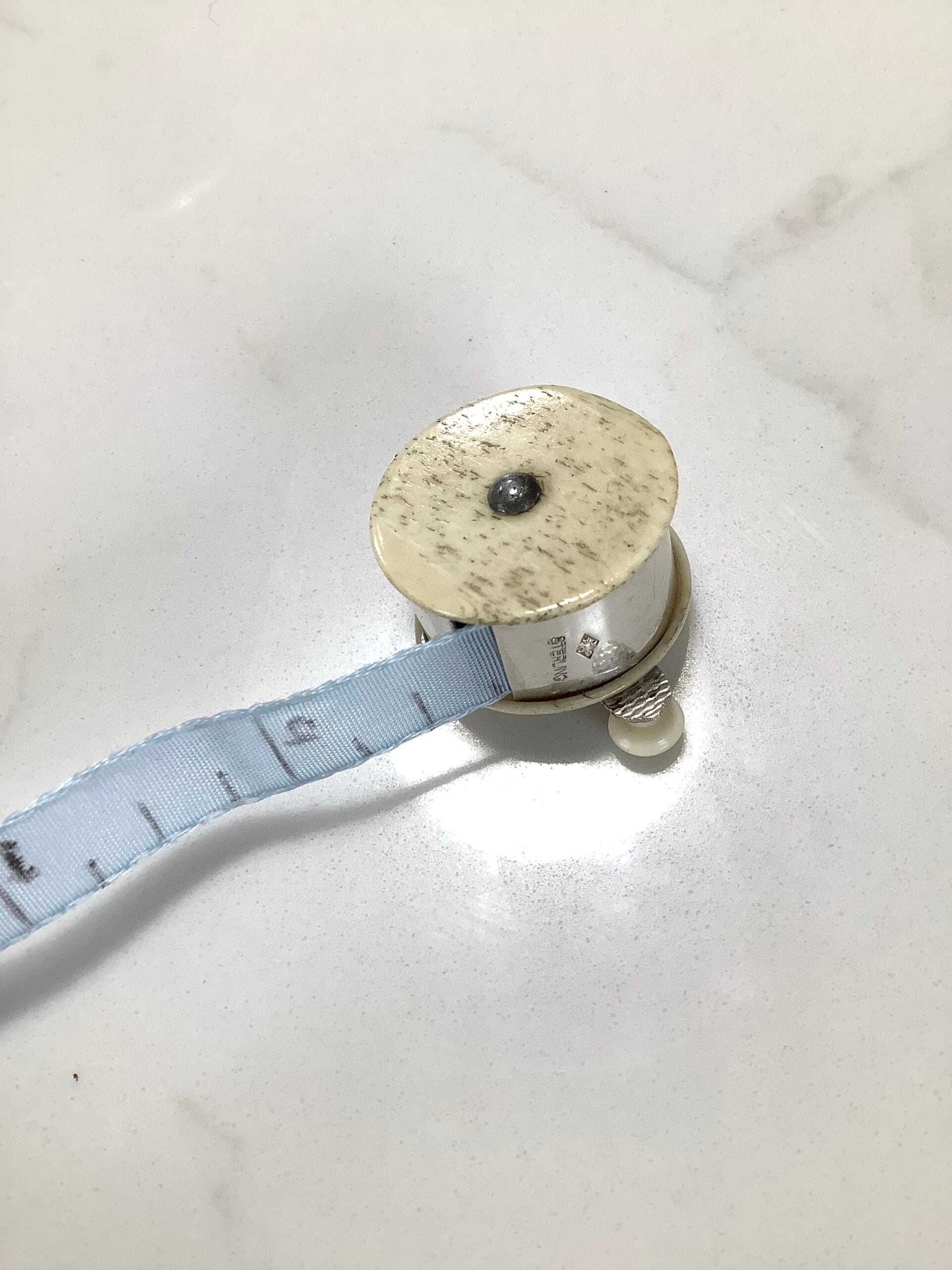 Antique VICTORIAN Quality KITE Stamp Bone Silver Fishing Reel Tape Measure