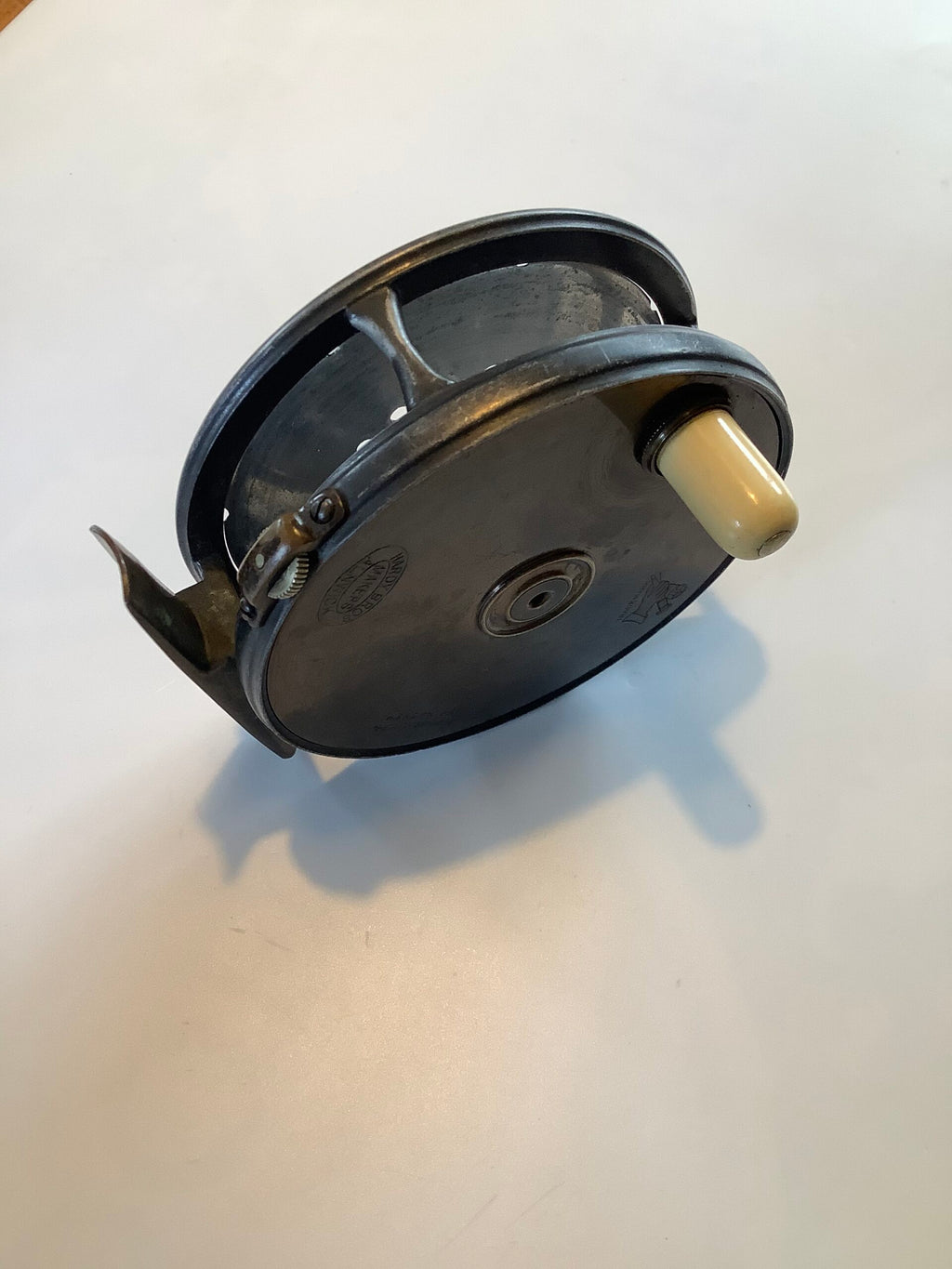 Scarce Hardy 1896 Bros Brass faced narrow drum fly reel 3 5/8” in fine original condition