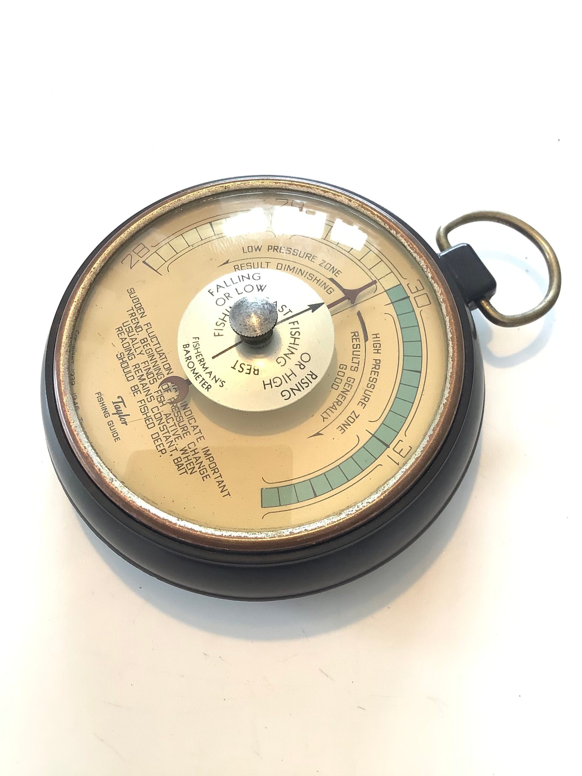 Rare Antique Fisherman’s Pocket Barometer By Taylor Fishing Guide