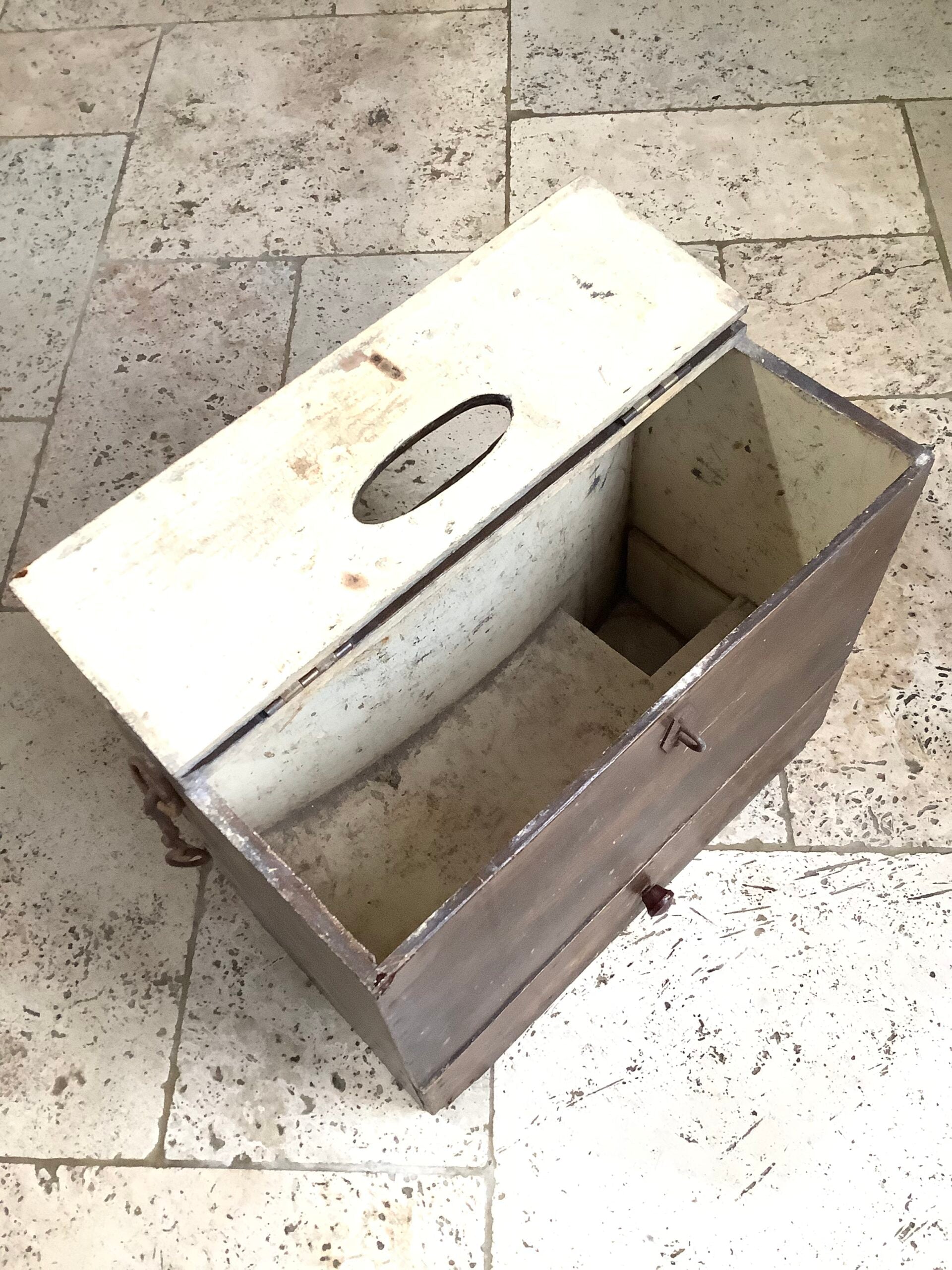 Antique Fisherman’s Wooden Seat Tackle Box