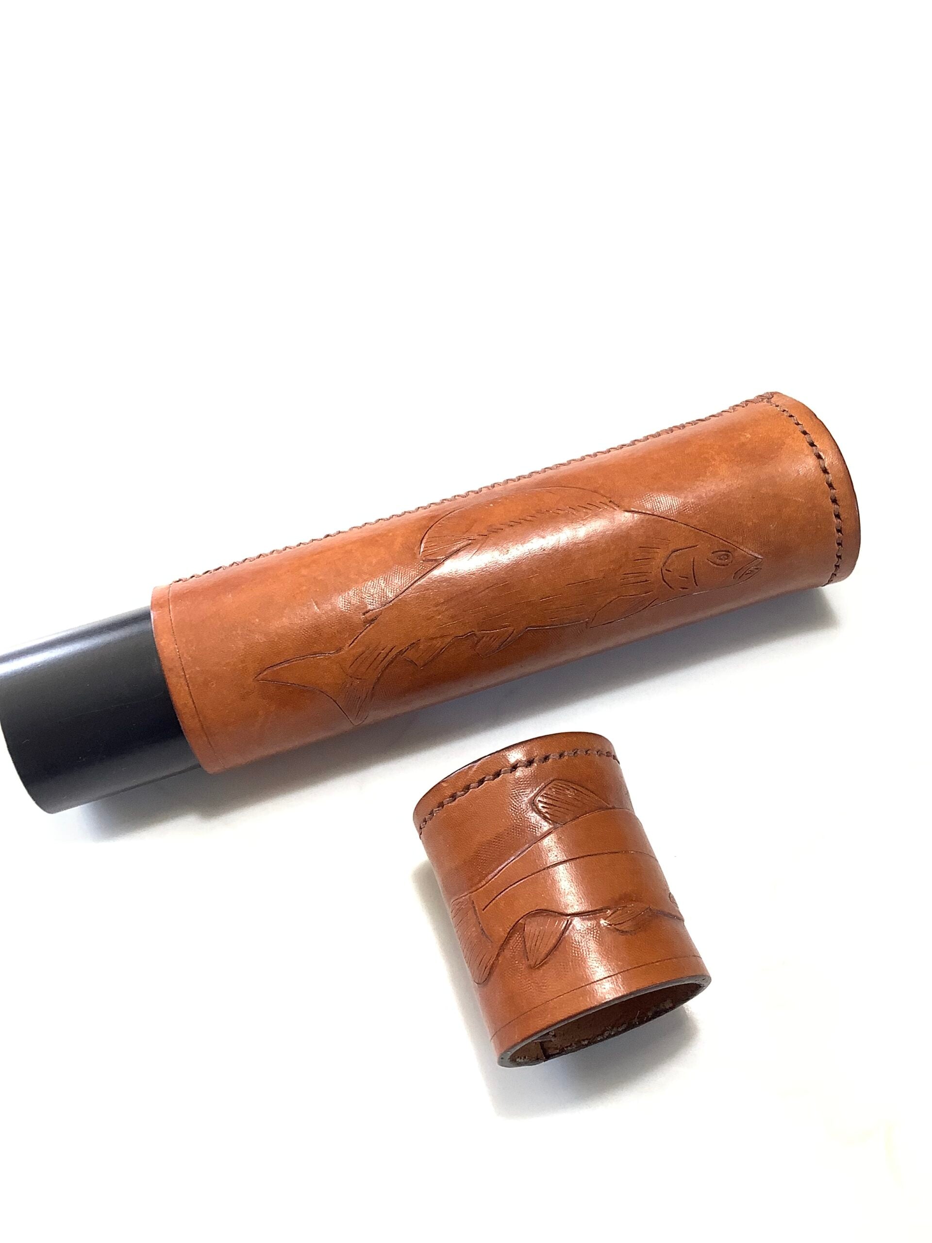 Hand crafted Leather Float tube with embossed BARBEL, GRAYLING TENCH