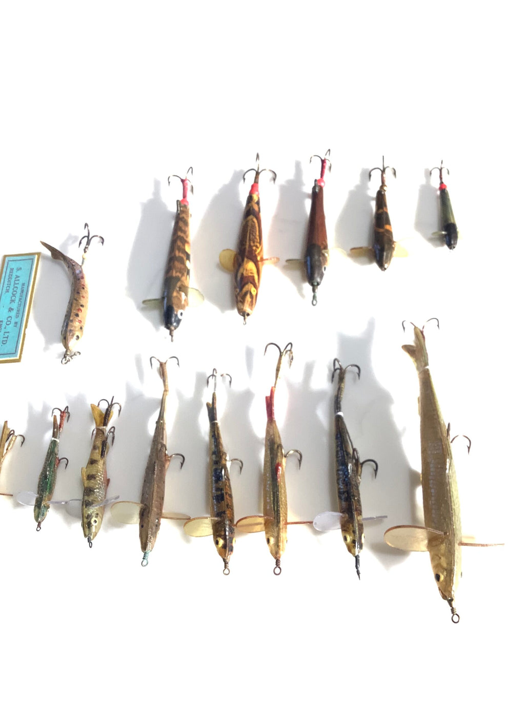 Vintage/Antique collection of Allcock Co Lure Baits, unused set circa 1909