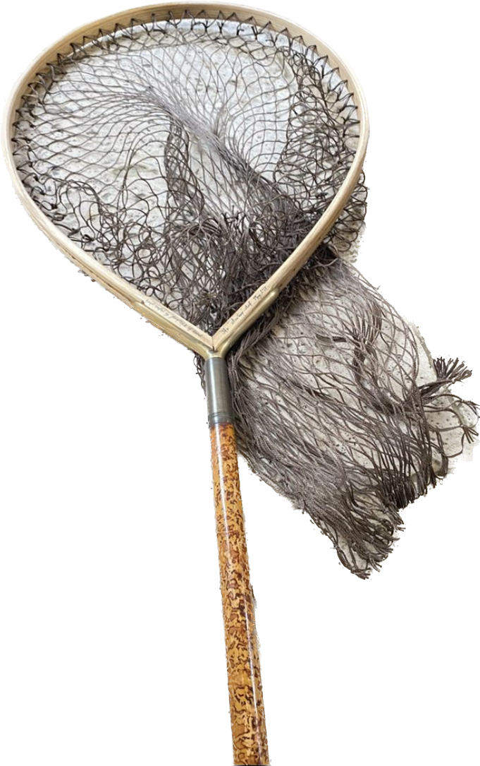 DE-LUXE Handbuilt 2017 Ash Framed Tear Drop Landing Net by GOLDEN SCALE CLUB With whole flamed Tonkin Pole Handle