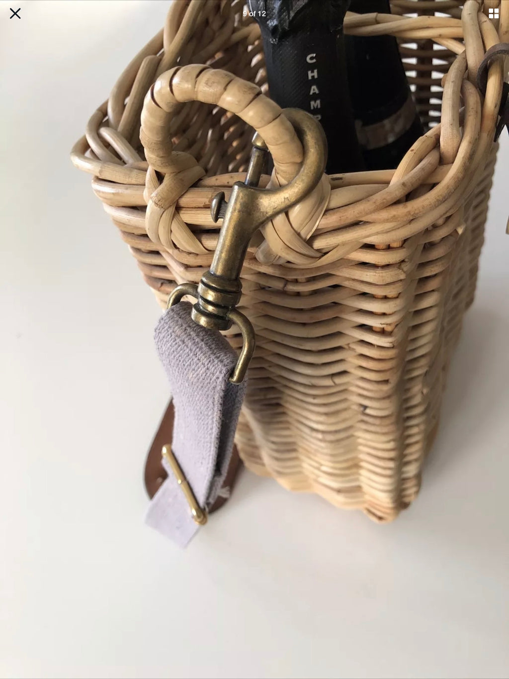 Vintage Mulberry of England wicker champagne/wine carrier