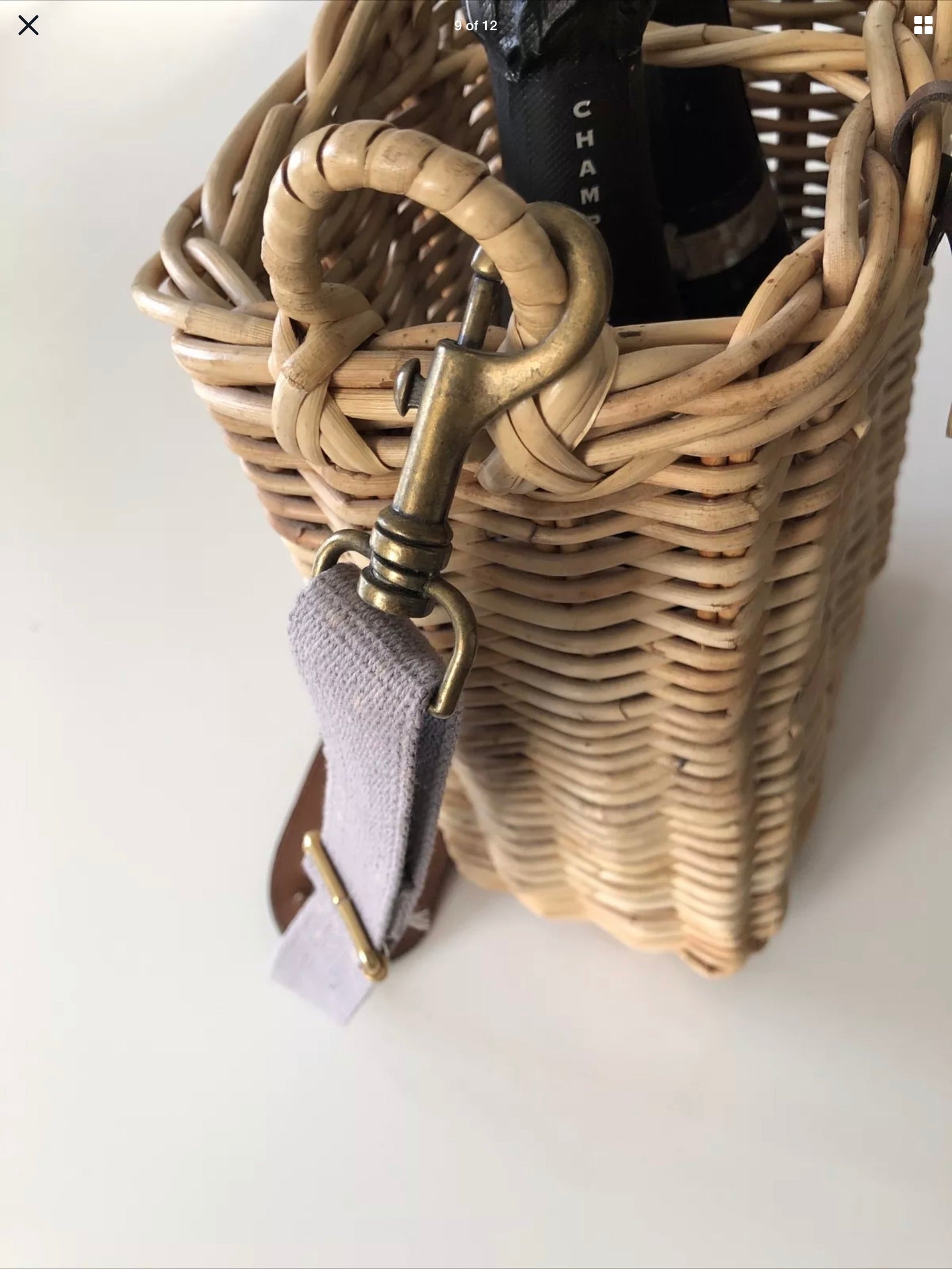 Vintage Mulberry of England wicker champagne/wine carrier