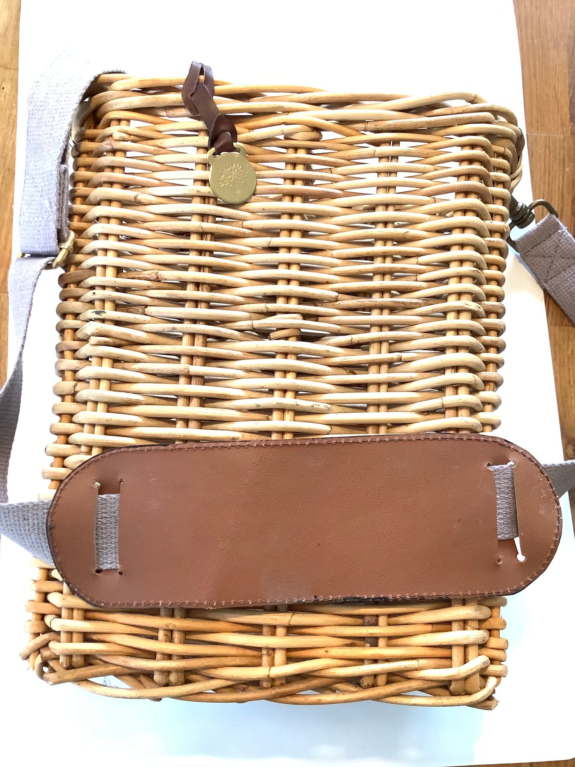 Vintage Mulberry of England wicker champagne/wine carrier