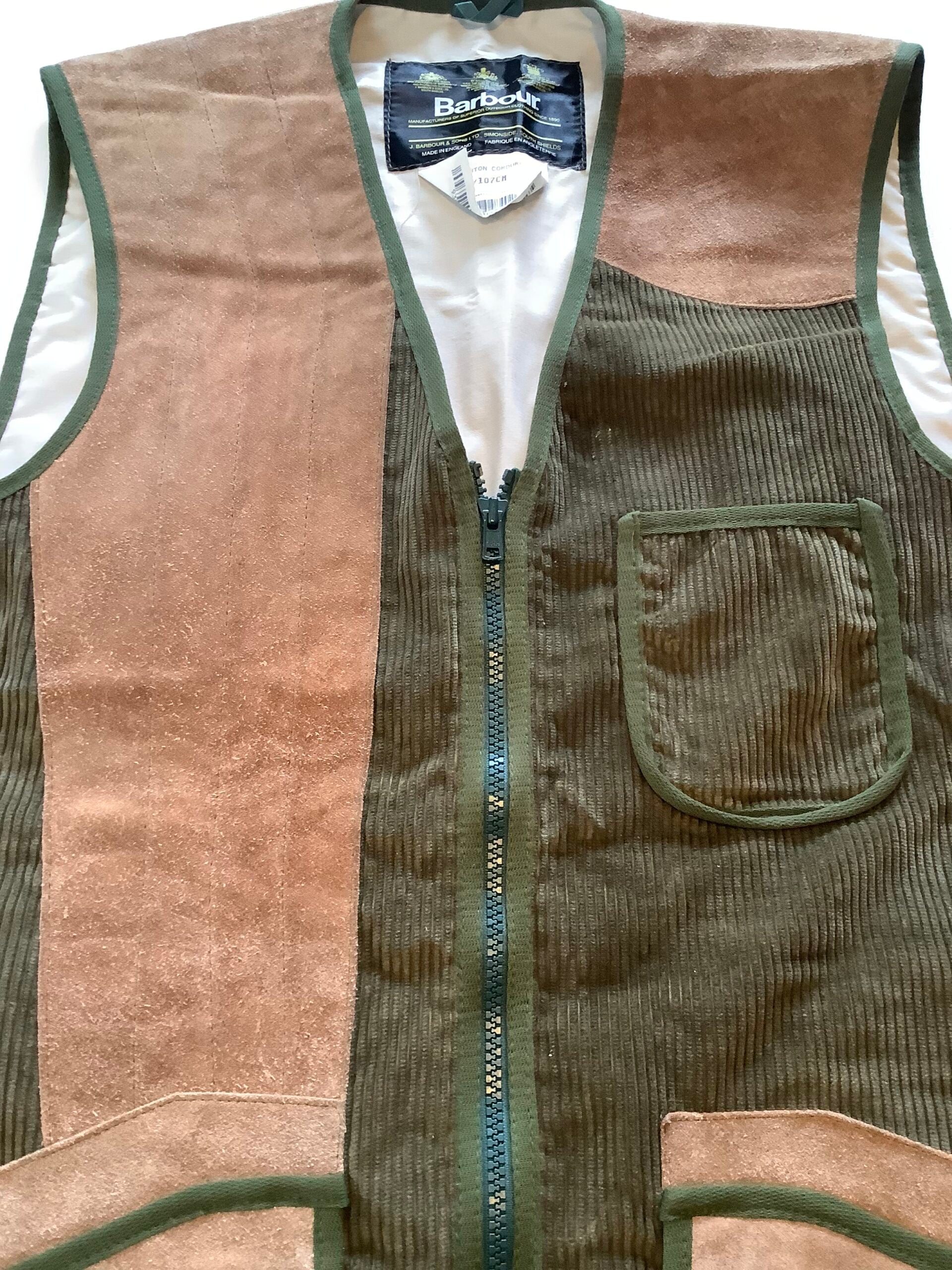 New Barbour Corduroy Leather Shooting Gillet