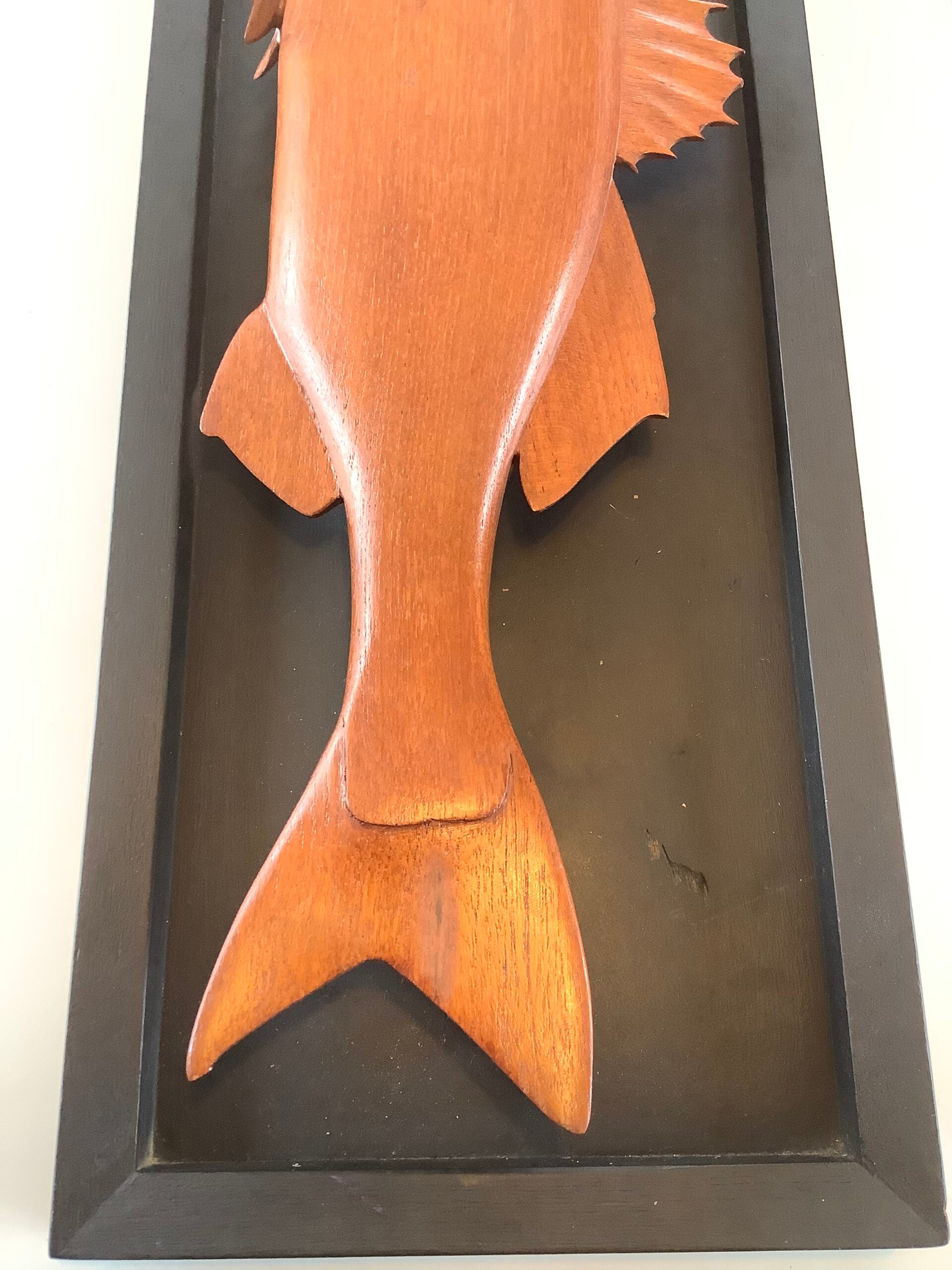 Vintage hand carved Teak hardwood Sea bass