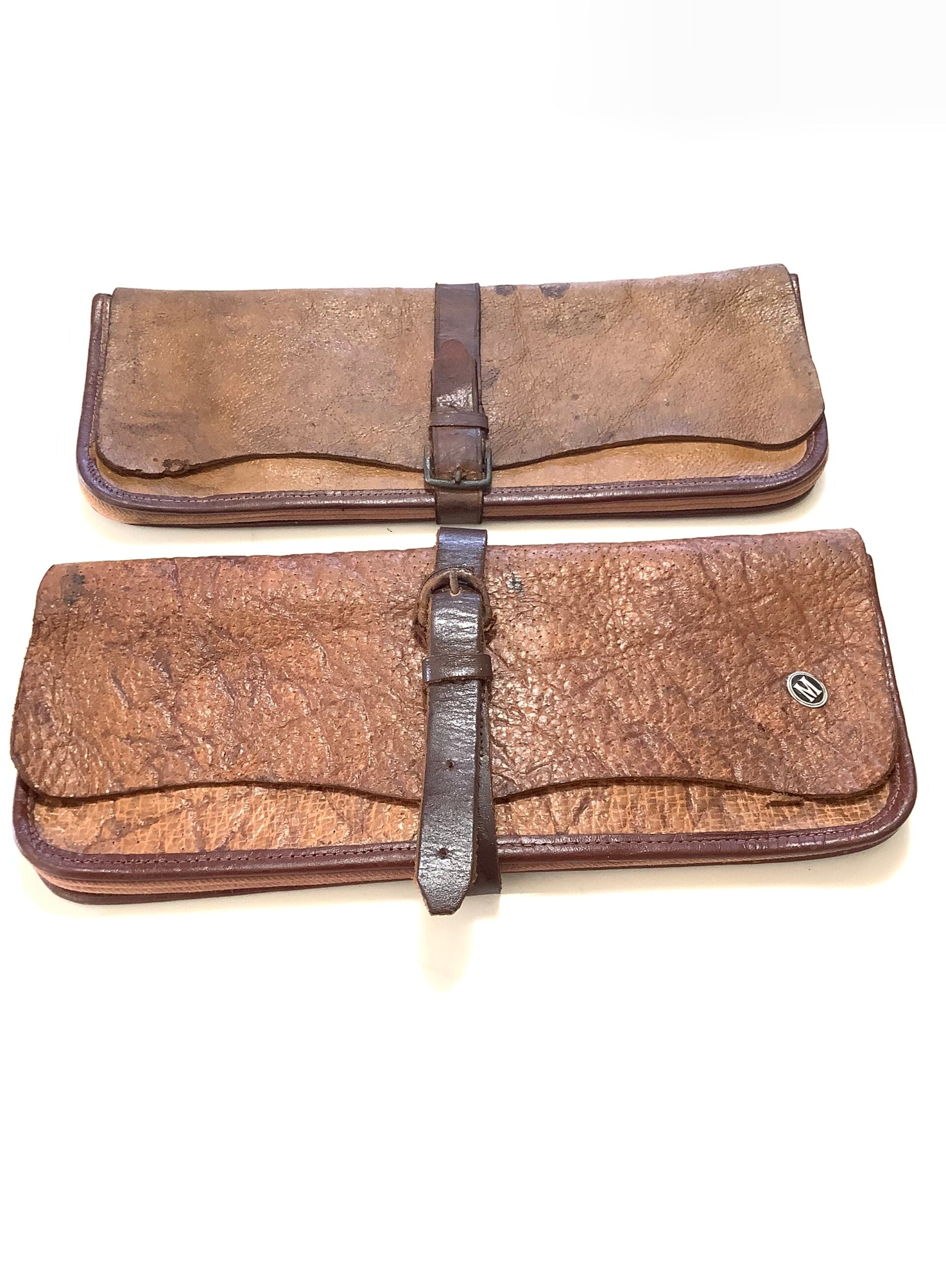 A Pair of Vintage Sunday Express Angling Award Leather Fisherman’s wallets