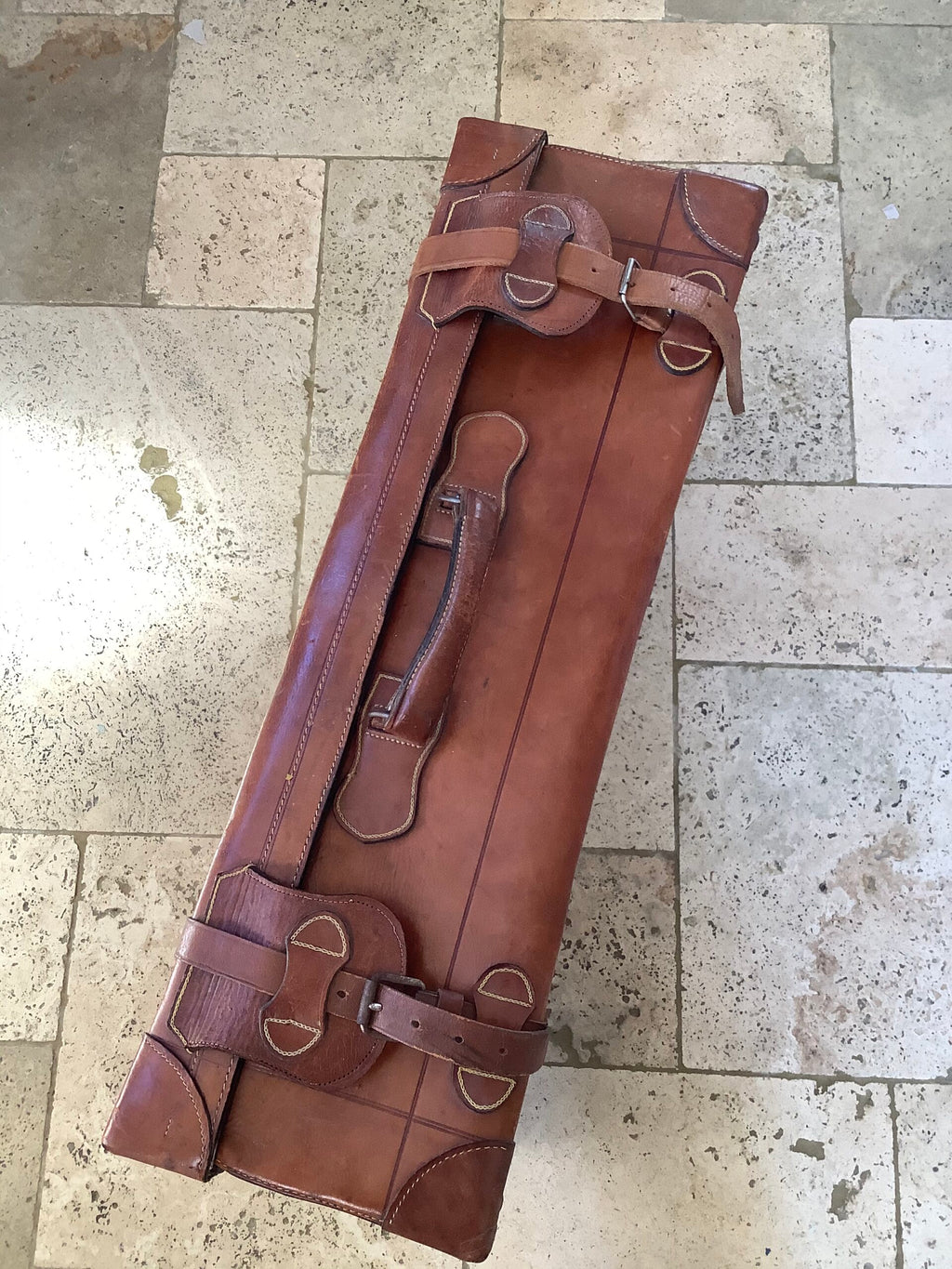 Antique full leather travel carrying case Holdall