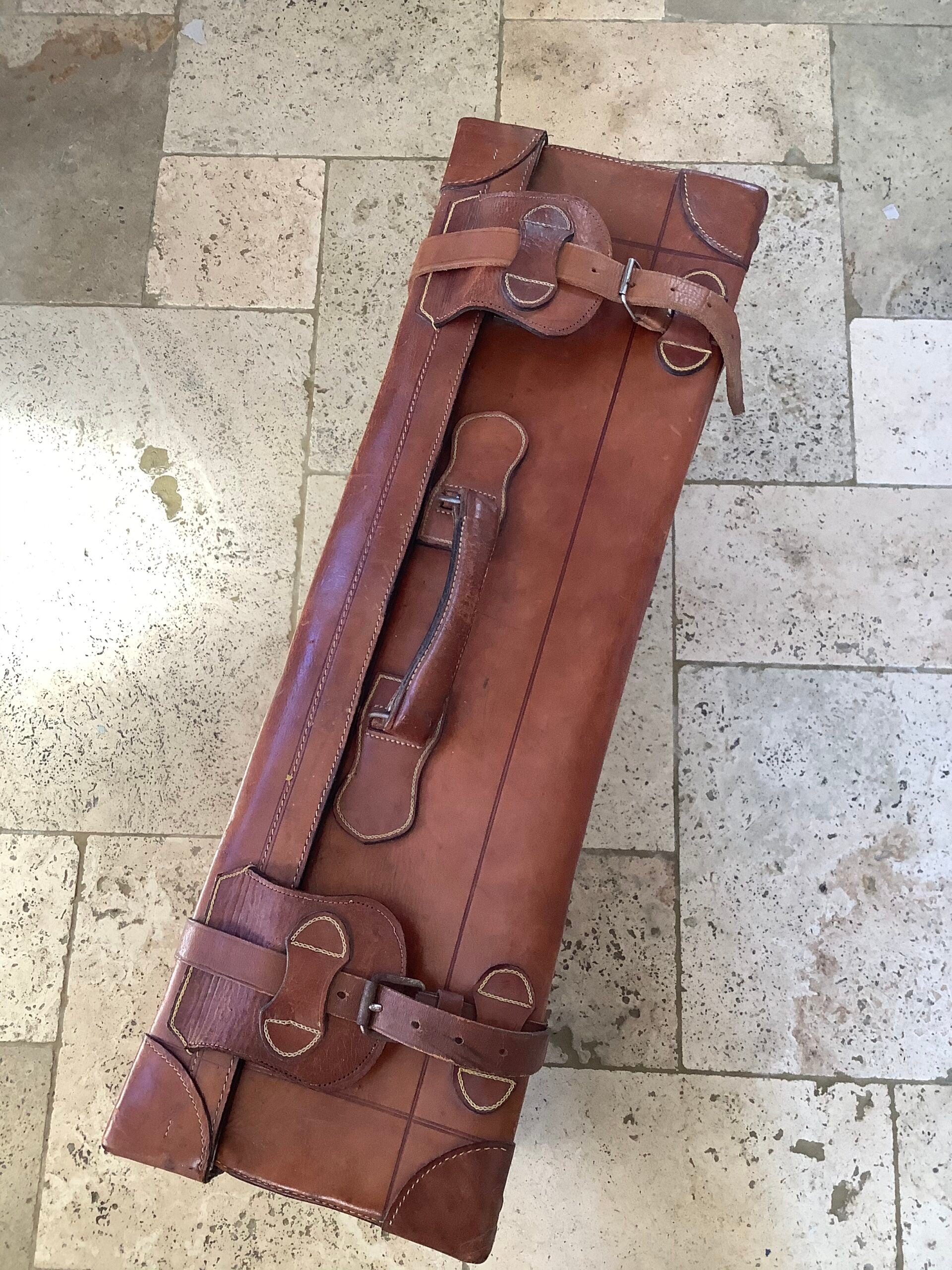 Antique full leather travel carrying case Holdall
