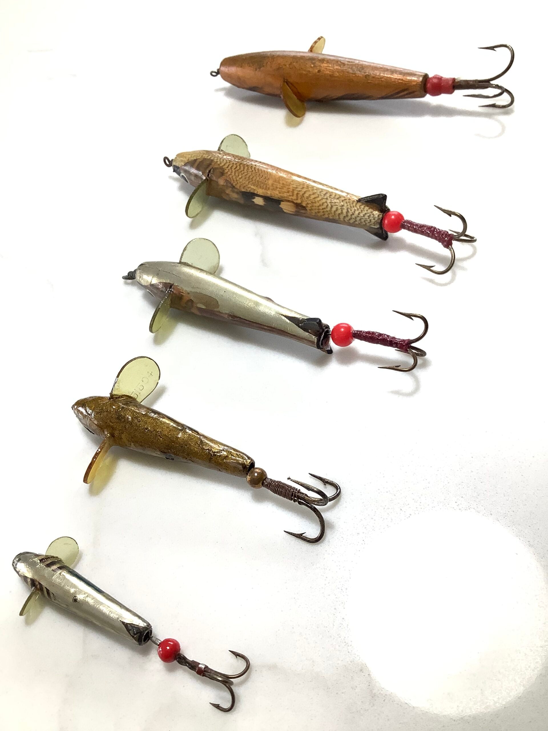 Vintage unused ALLCOCK Co “FEATHERO” MINNOWS