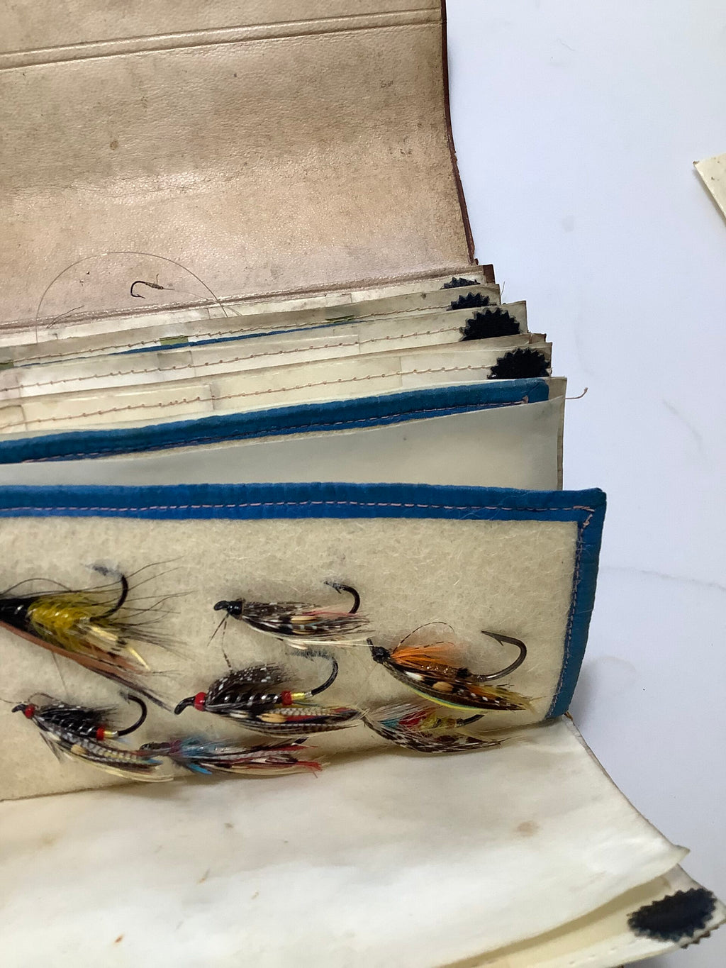 Antique Salmon/Trout Fly Wallet by Rare Maker “ ATKINSON of LANCASTER With Flies