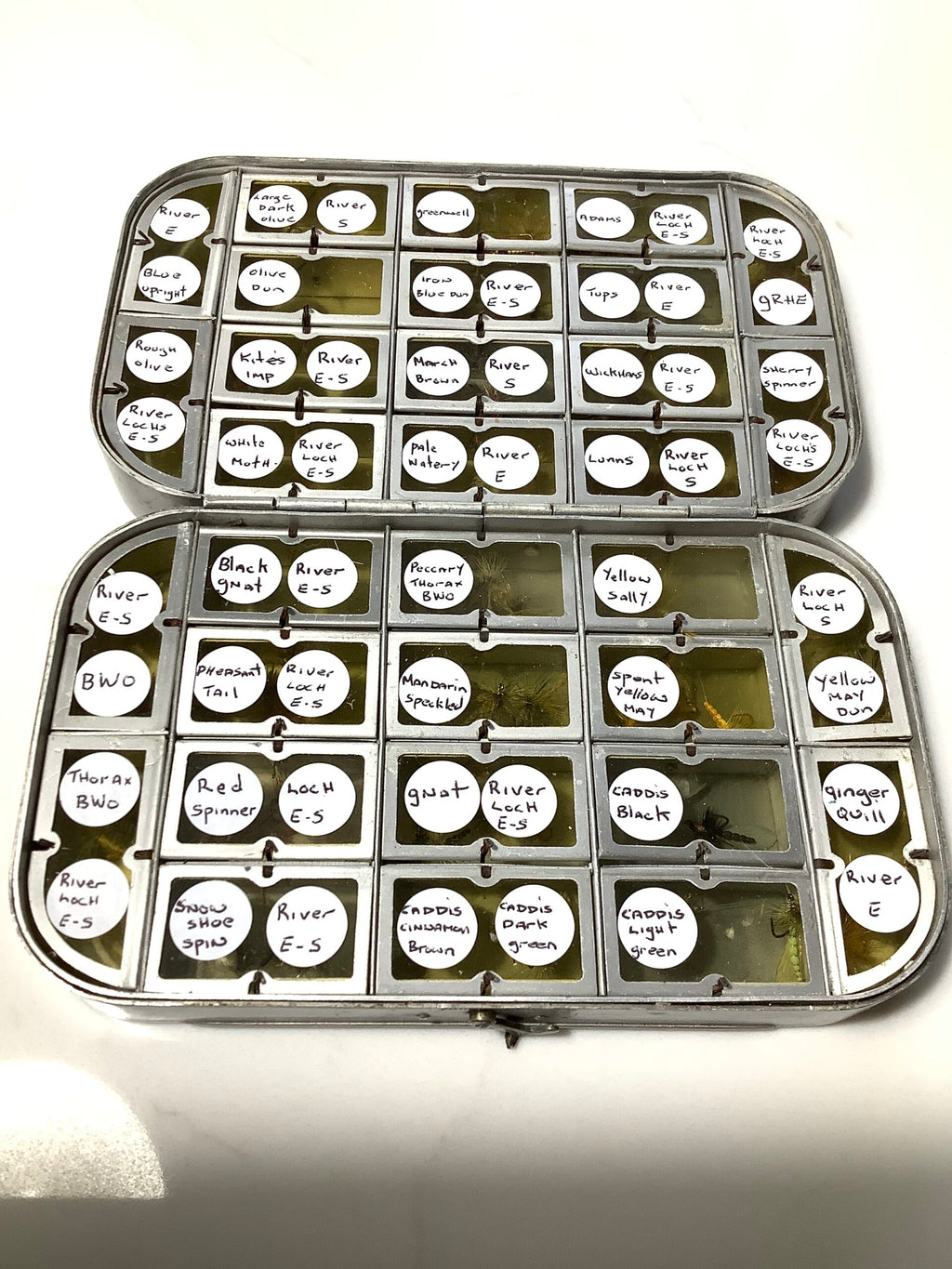 Large 32 compartment Wheatley dry fly box with the finest selection of Best Traditional patterned Trout Flies